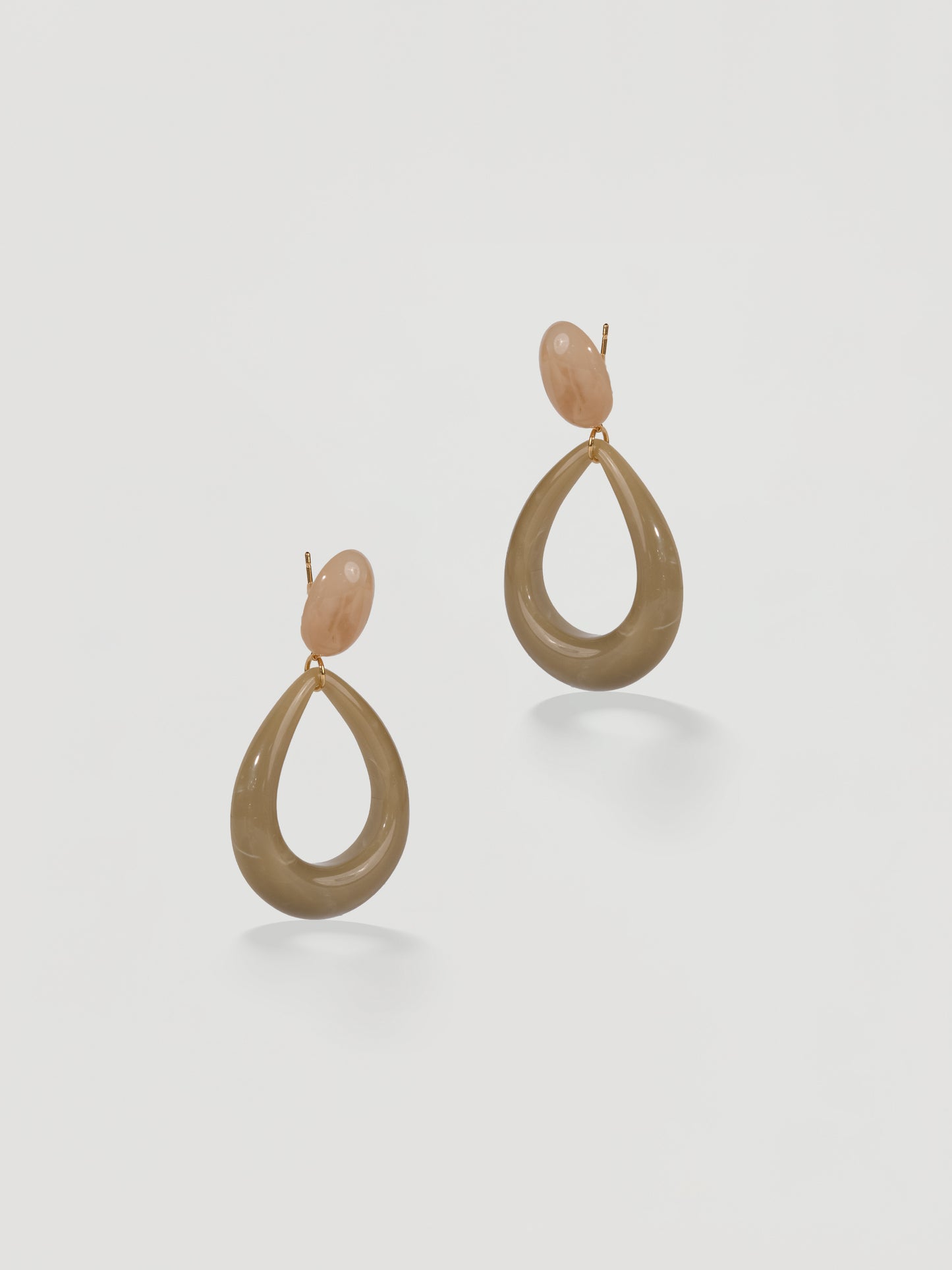 Modern Two-Tone Resin Teardrop Hoop Earrings