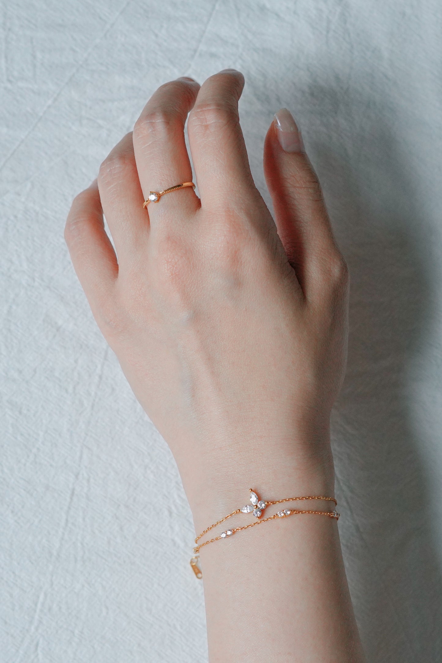 Dainty Gold Petite Crystal Solitaire Ring
