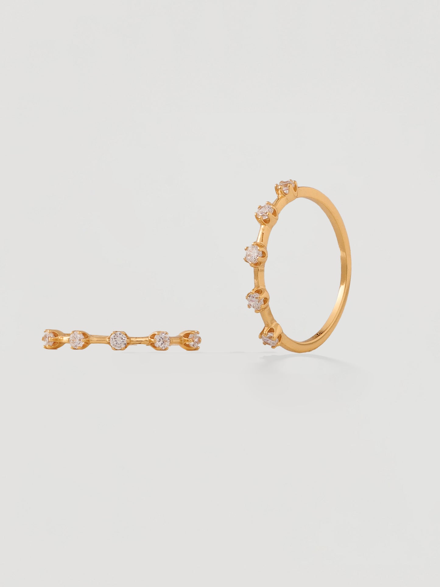 Dainty Gold Five-Crystal Stacking Ring