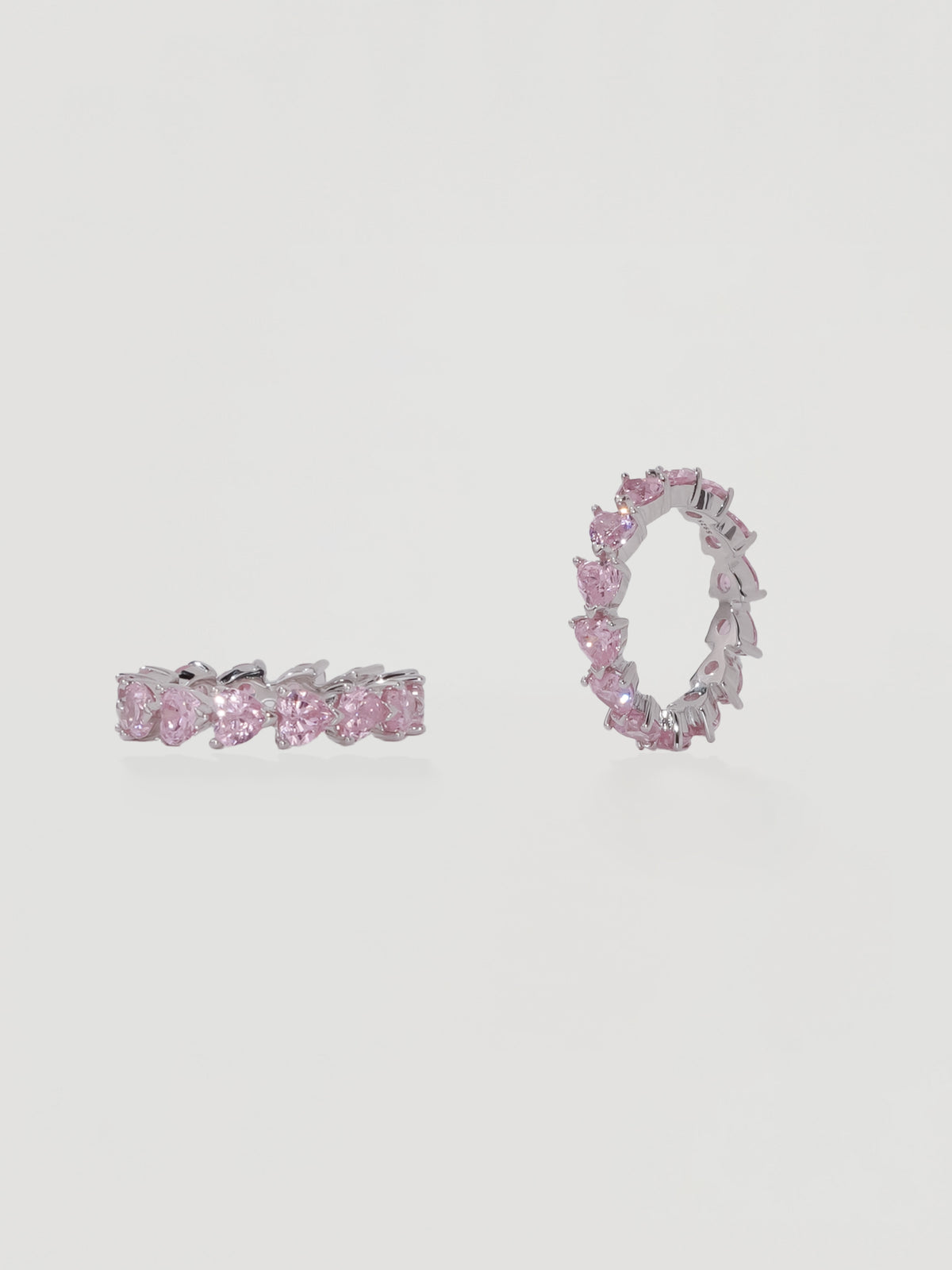 Romantic Pink Heart Crystal Eternity Ring