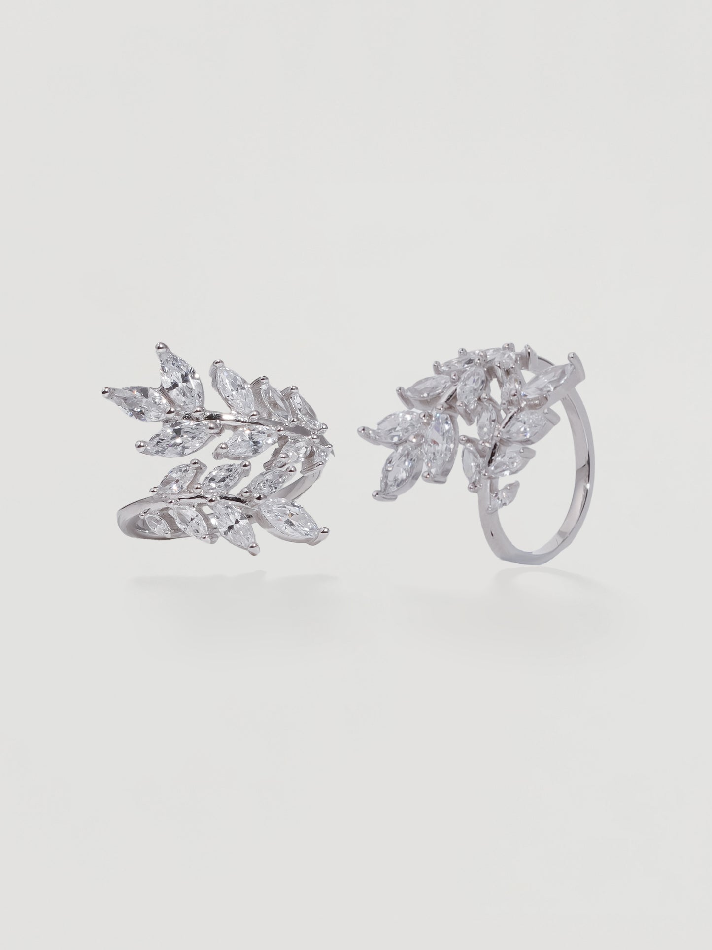 Ethereal Silver Crystal Laurel Vine Ring