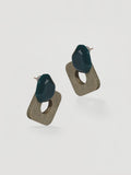 Earthy Mustard Resin & Geometric Square Drop Earrings