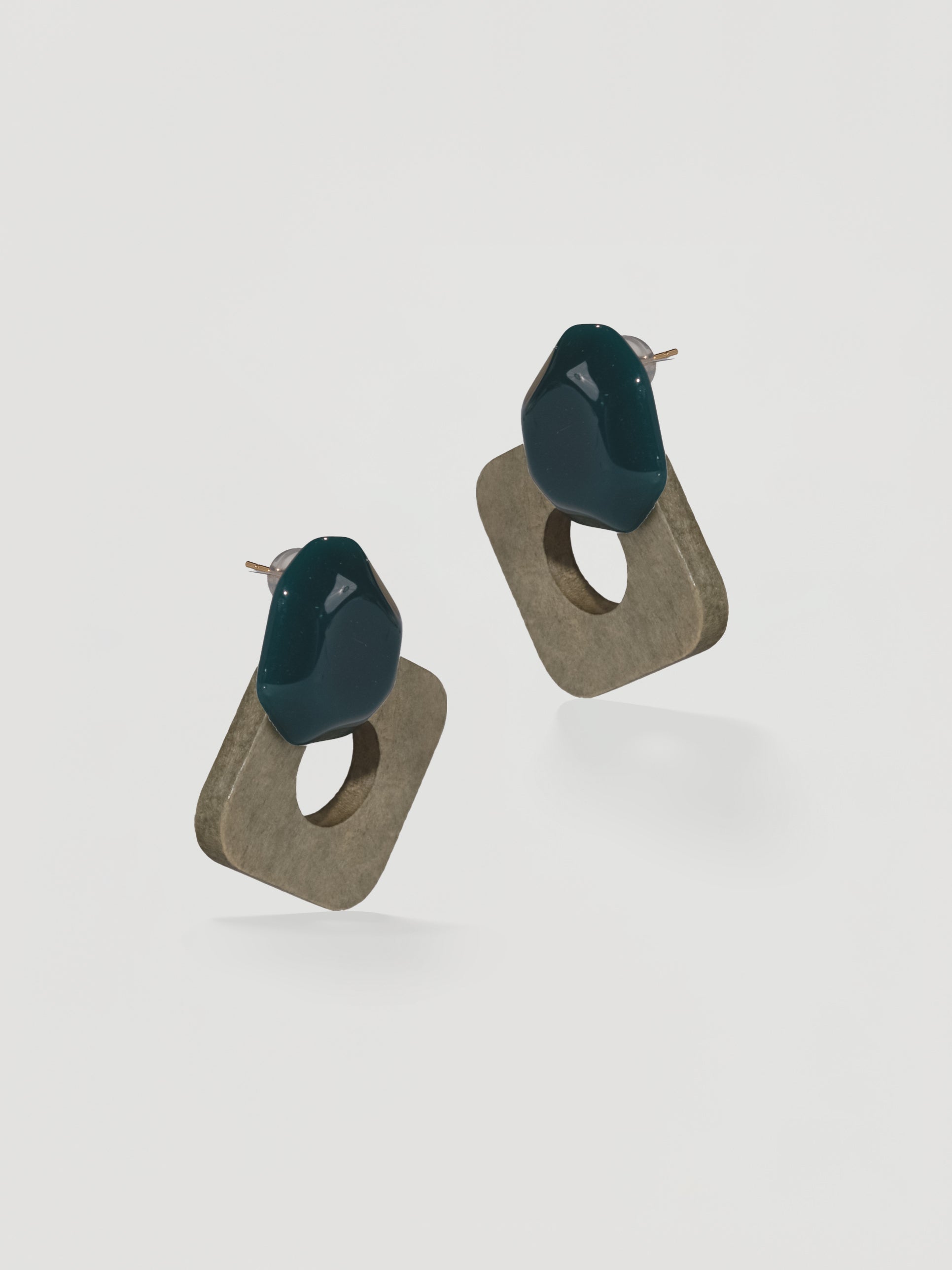 Earthy Mustard Resin & Geometric Square Drop Earrings