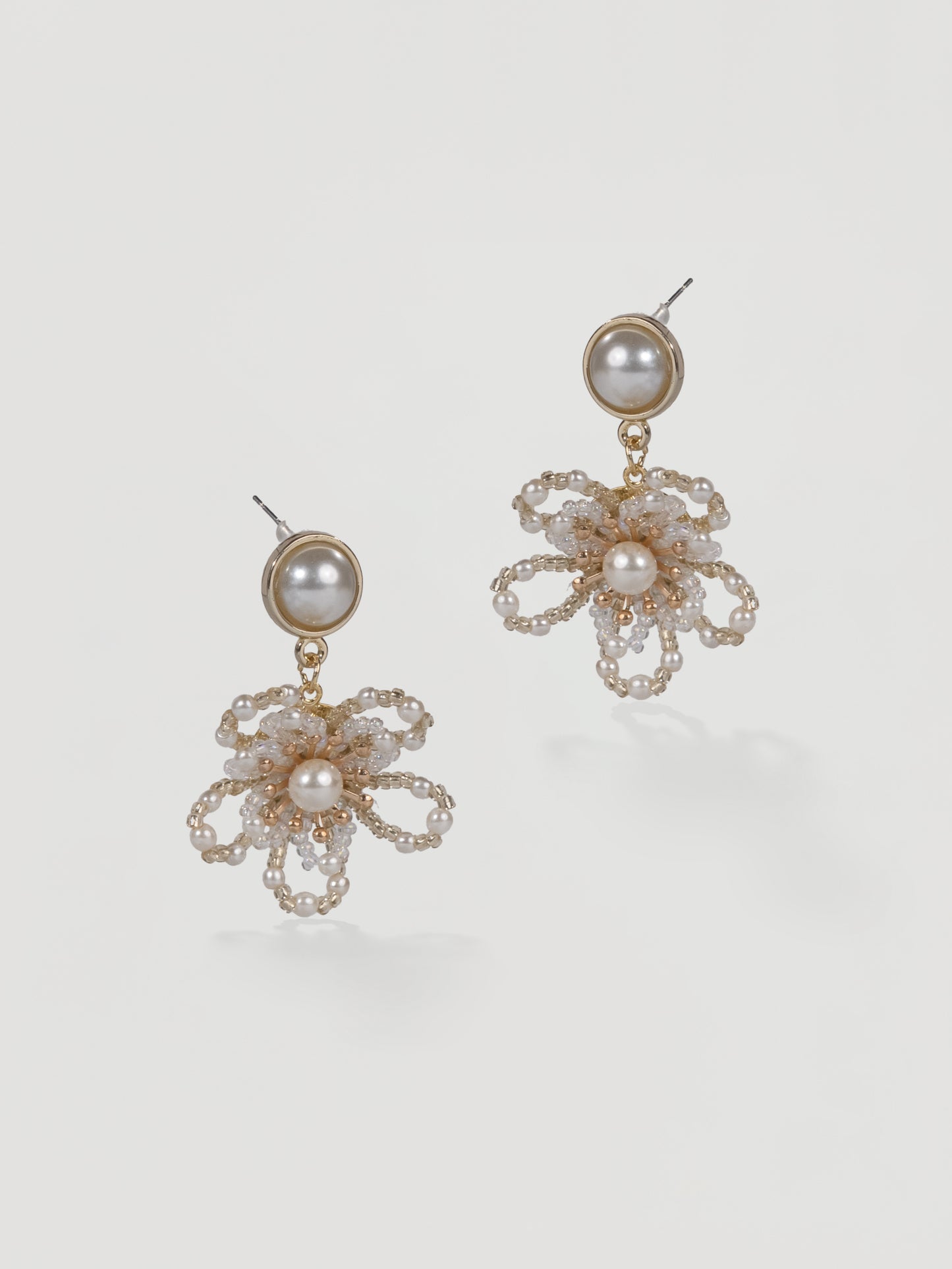 Romantic Pearl & Beaded Floral Drop Earrings