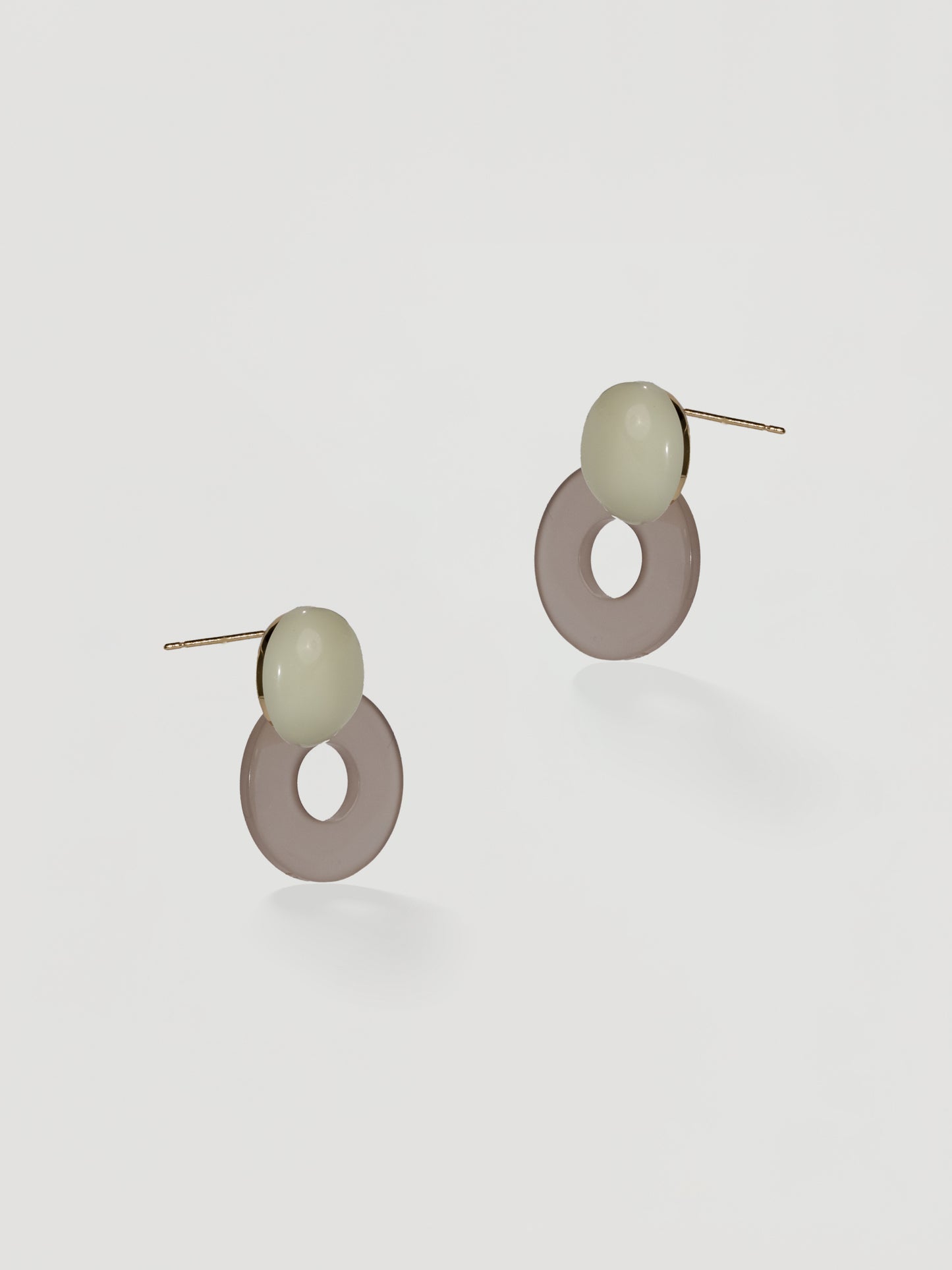 Modern Minimalist Cream & Taupe Resin Drop Earrings