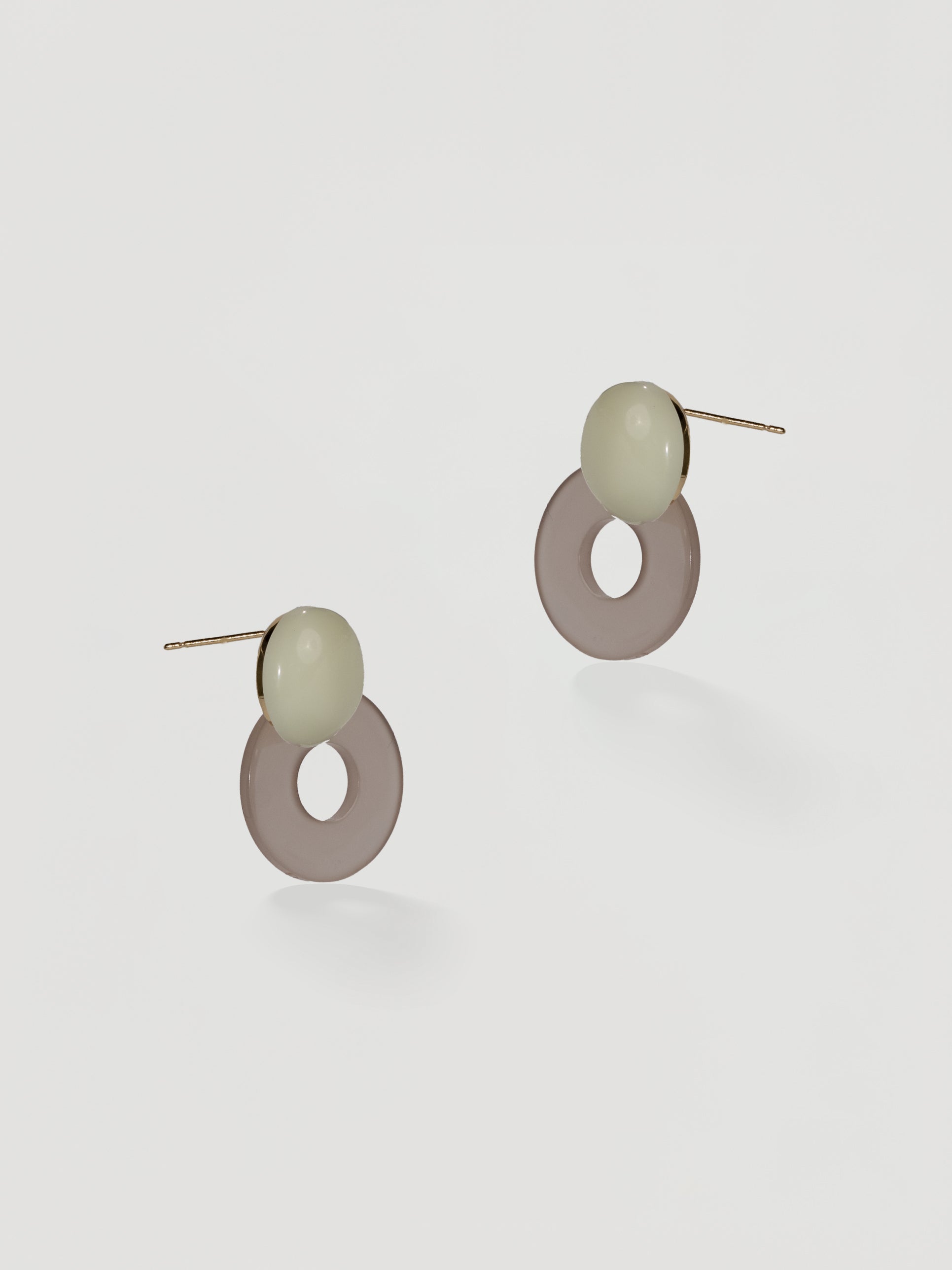 Modern Minimalist Cream & Taupe Resin Drop Earrings