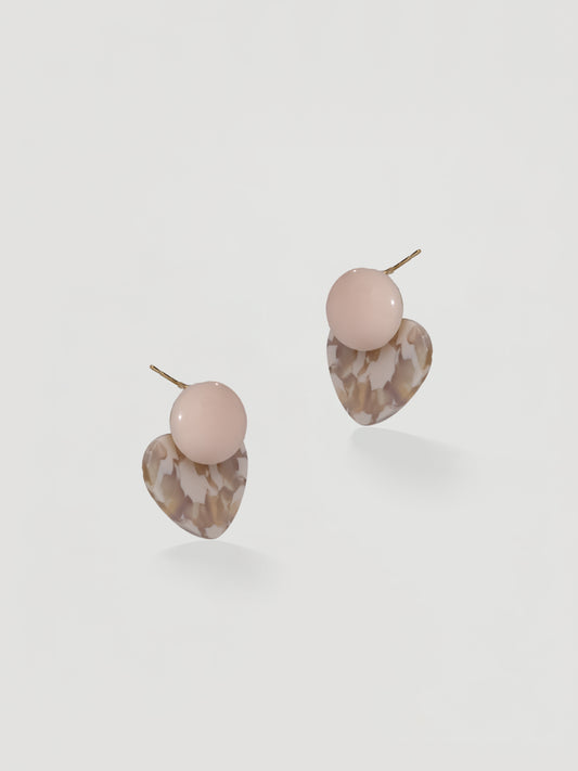 Sweetheart Blush & Marbled Resin Drop Earrings