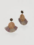 Boho Woven Rattan & Two-Tone Fringe Statement Earrings