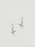 Delicate Gold Clear Crystal Butterfly Drop Earrings