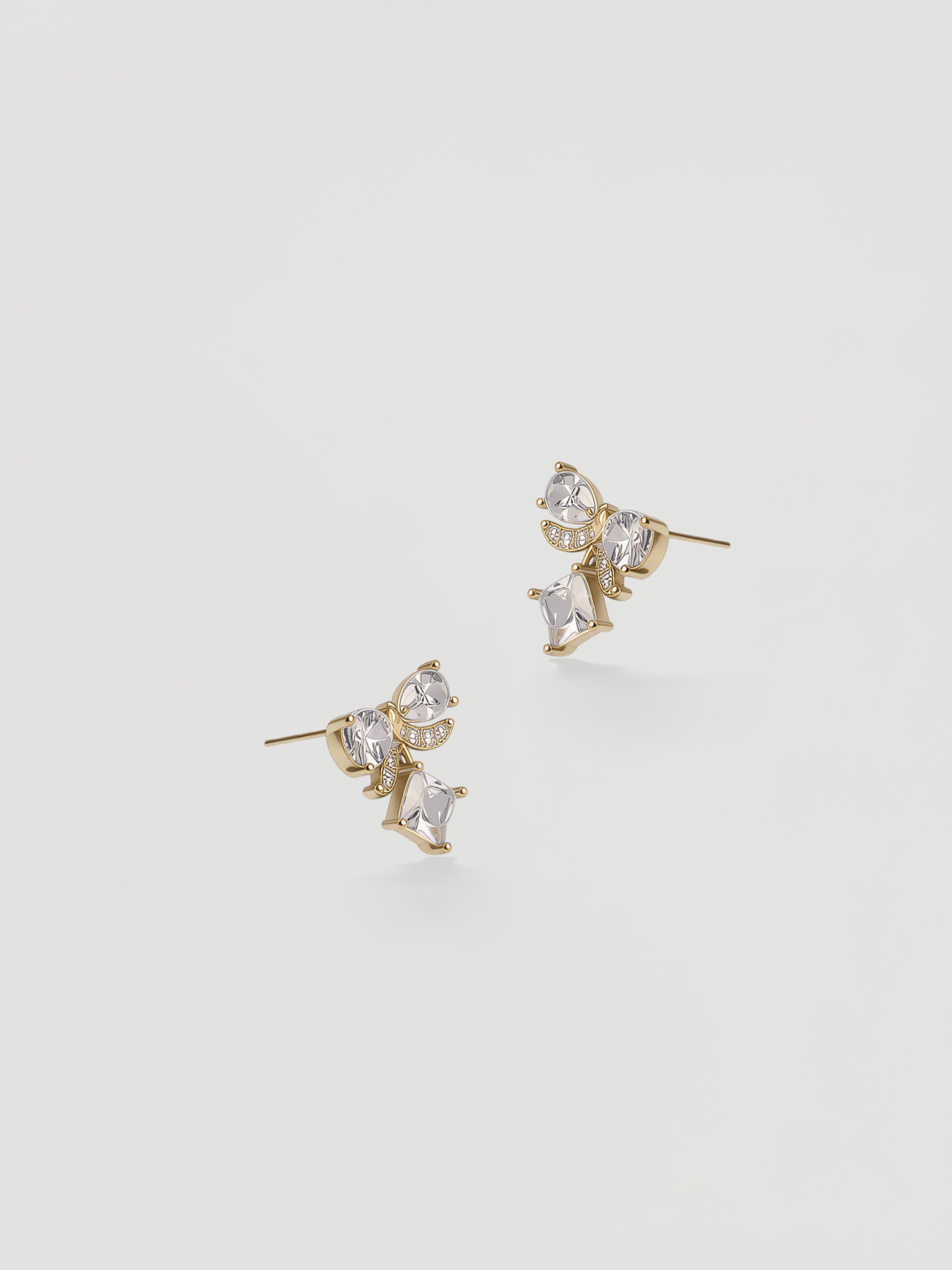 Dainty Gold & Clear Crystal Geometric Cluster Studs