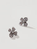 Smoky Grey Crystal Floral Stud Earrings