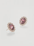 Vintage Rose Pink Oval Halo Stud Earrings