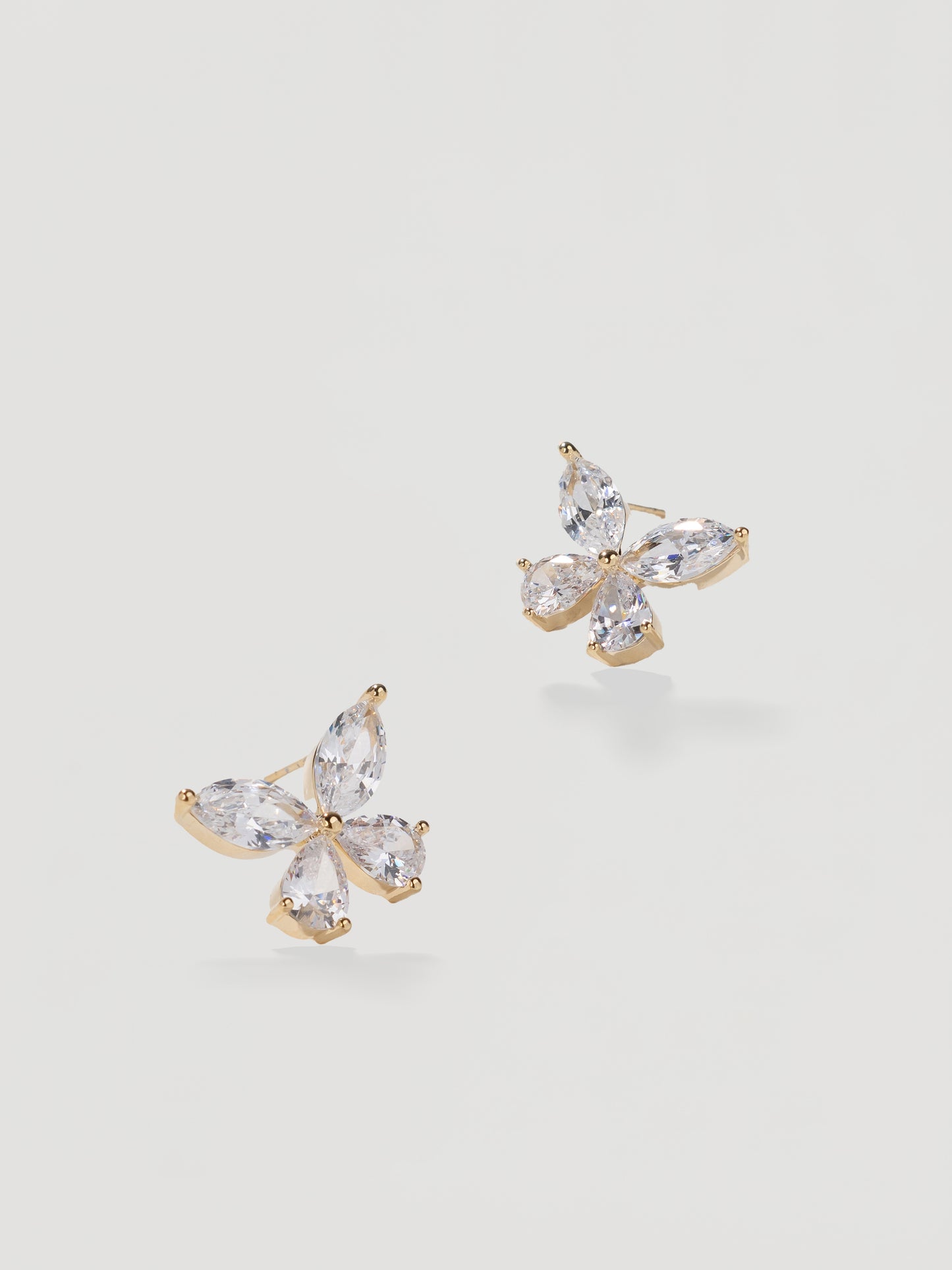 Dainty Gold Clear Zirconia Butterfly Studs