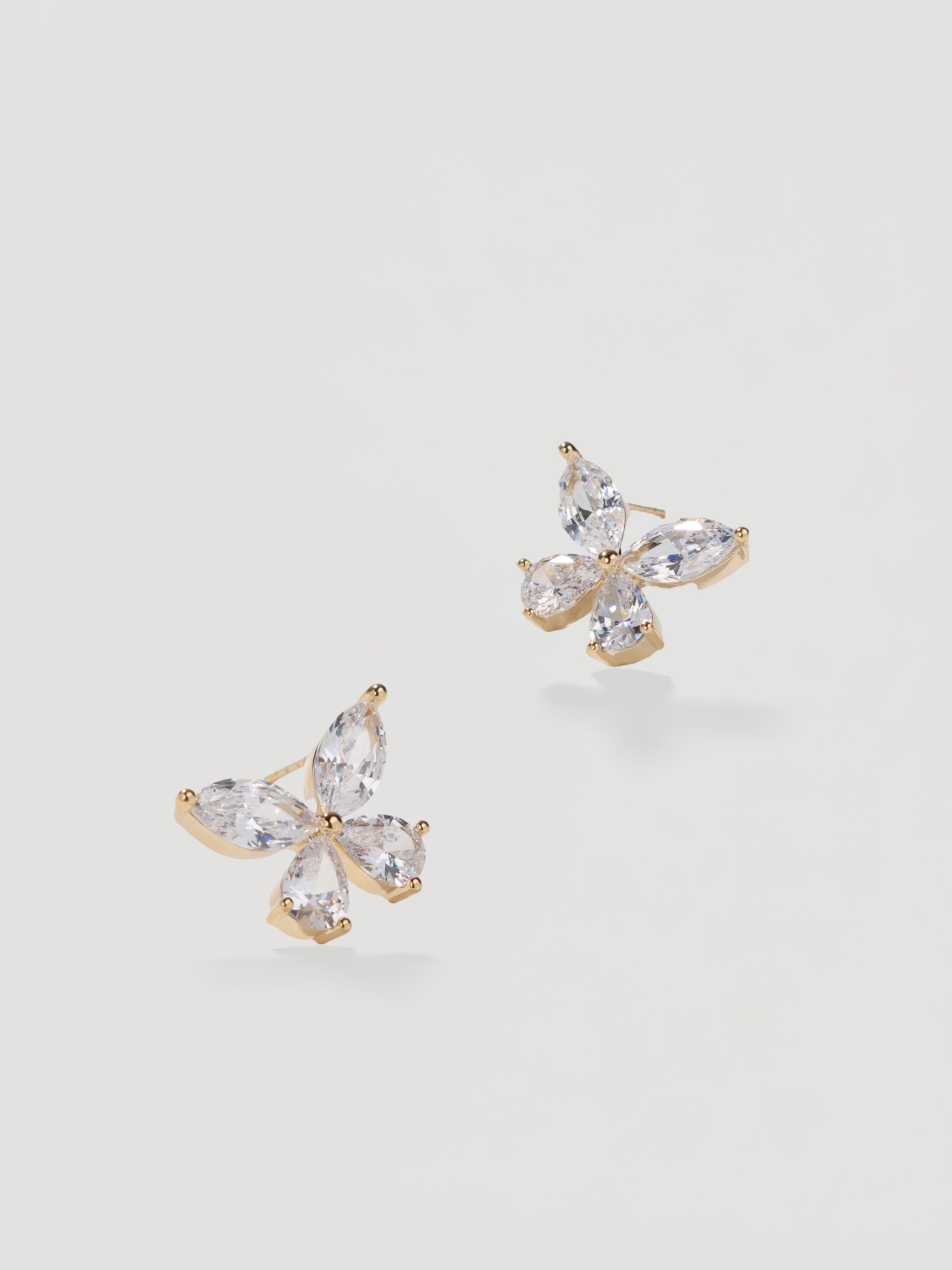 Dainty Gold Clear Zirconia Butterfly Studs