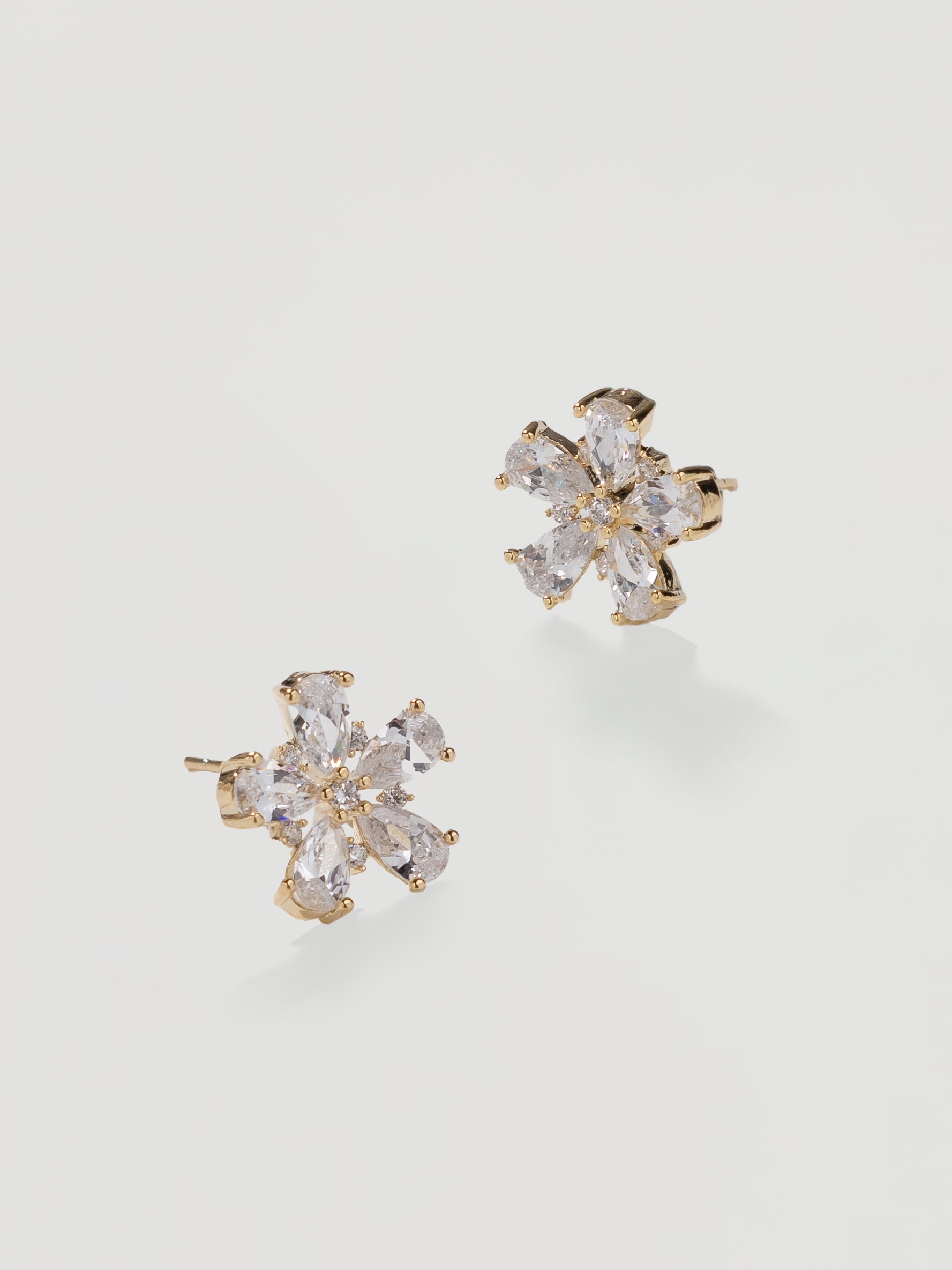 Elegant Clear Crystal Bloom Stud Earrings
