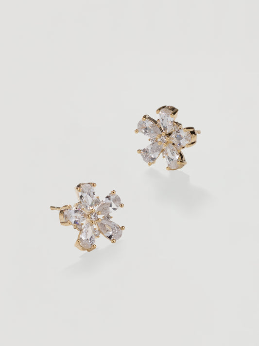 Elegant Clear Crystal Bloom Stud Earrings