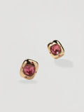 Retro Chunky Gold Pink Cushion Gem Studs