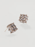 Fairy looking Rose Pink Crystal Geometric Cube Studs