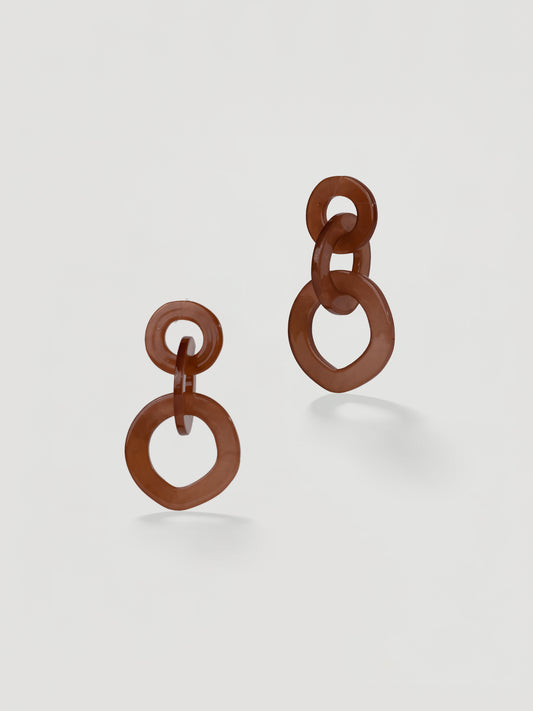 Retro Caramel Resin Chain Link Drop Earrings