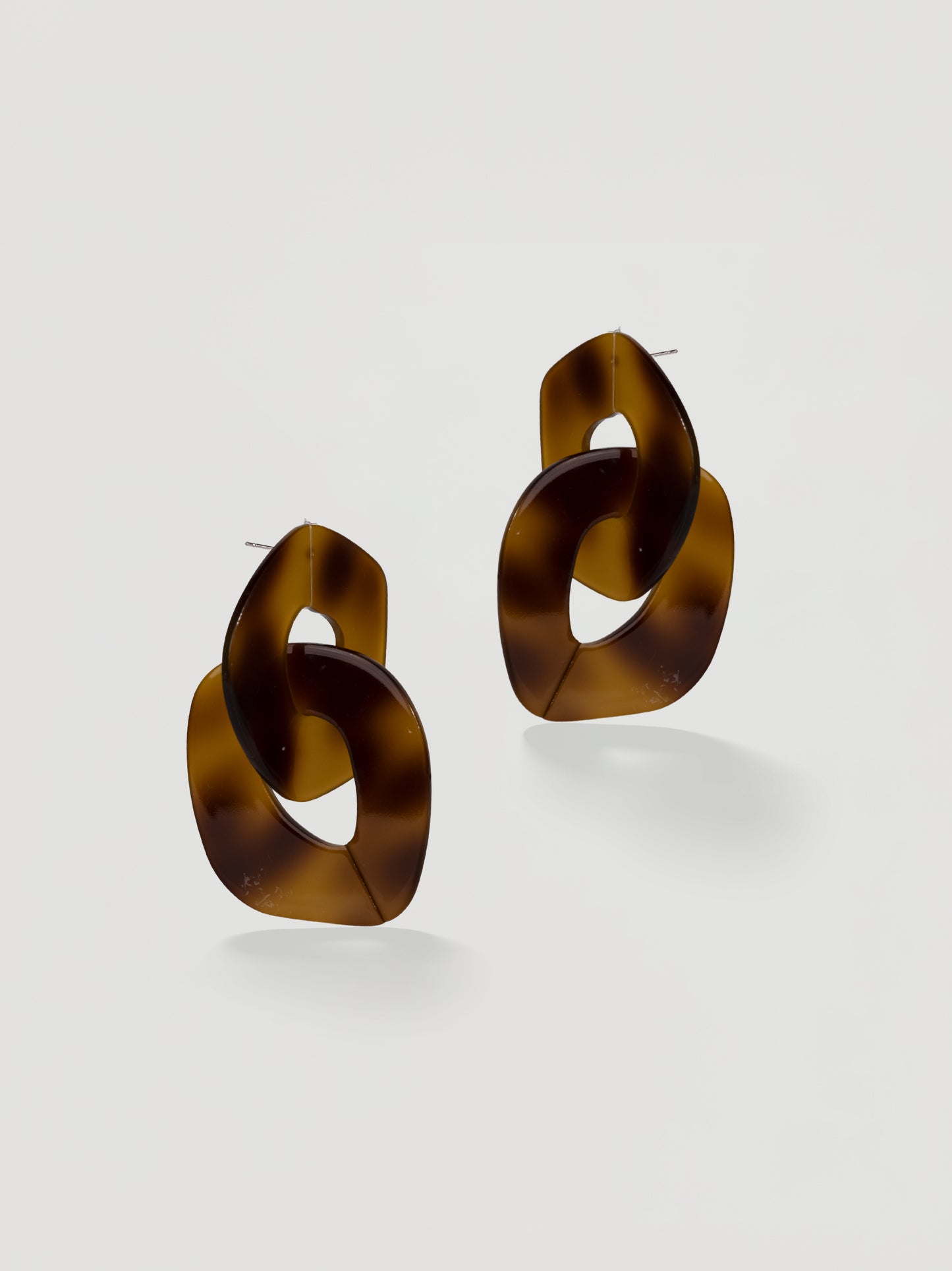 Statement Dark Tortoiseshell Resin Link Earrings