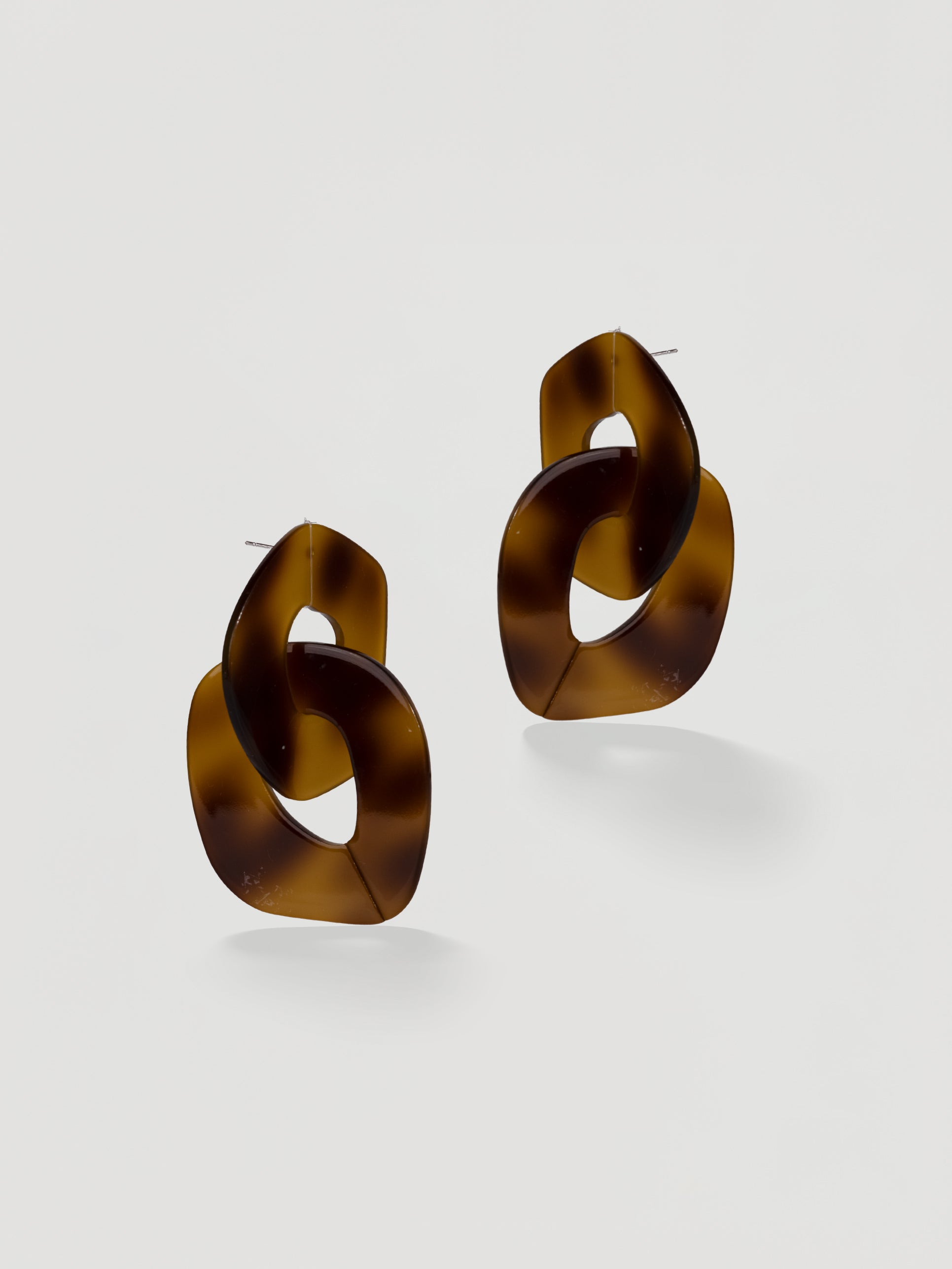 Statement Dark Tortoiseshell Resin Link Earrings