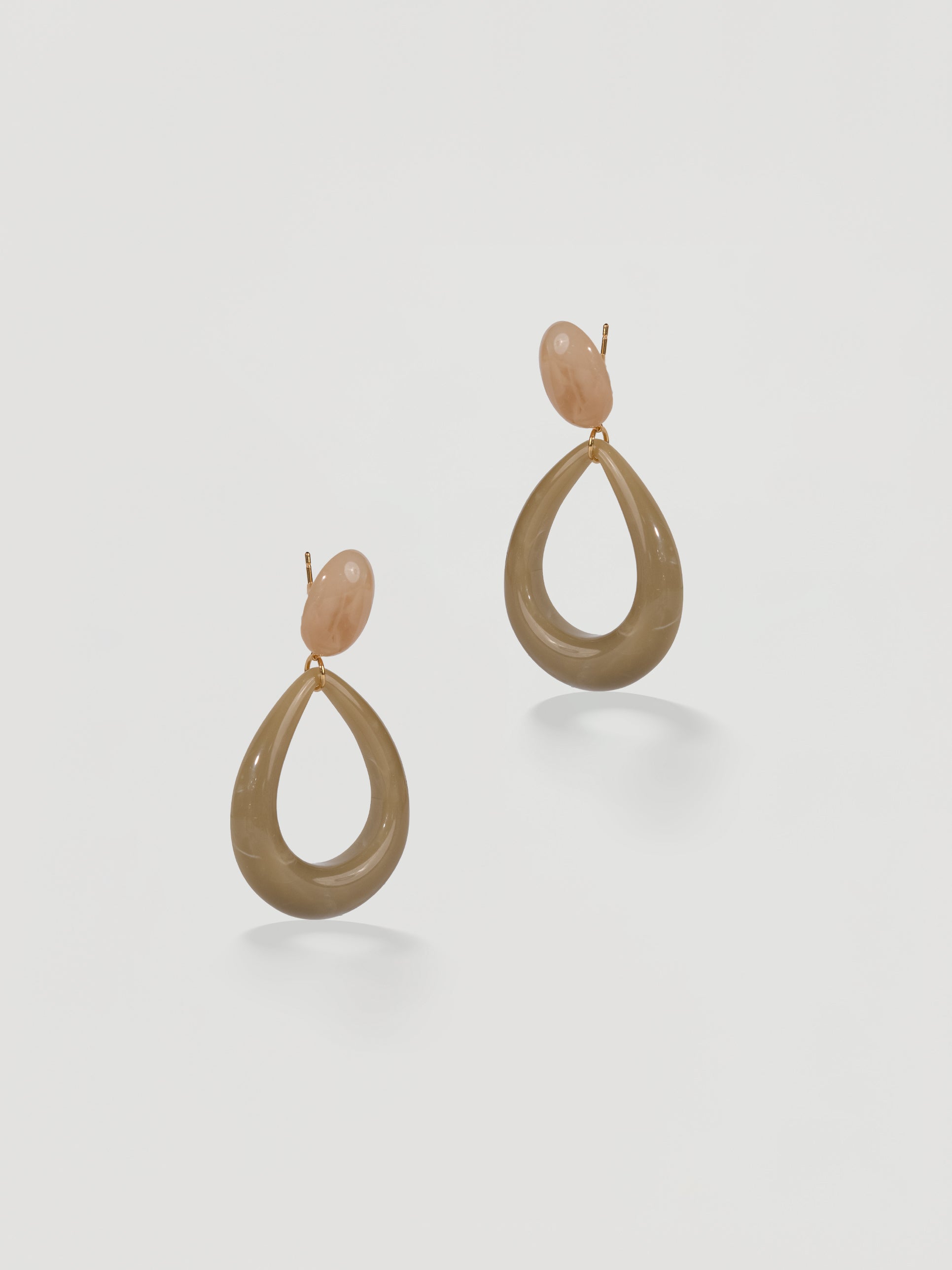 Modern Two-Tone Resin Teardrop Hoop Earrings