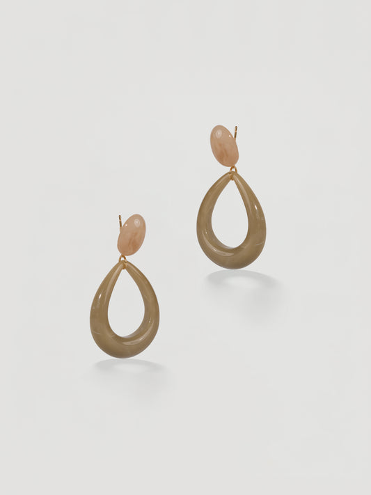 Modern Two-Tone Resin Teardrop Hoop Earrings