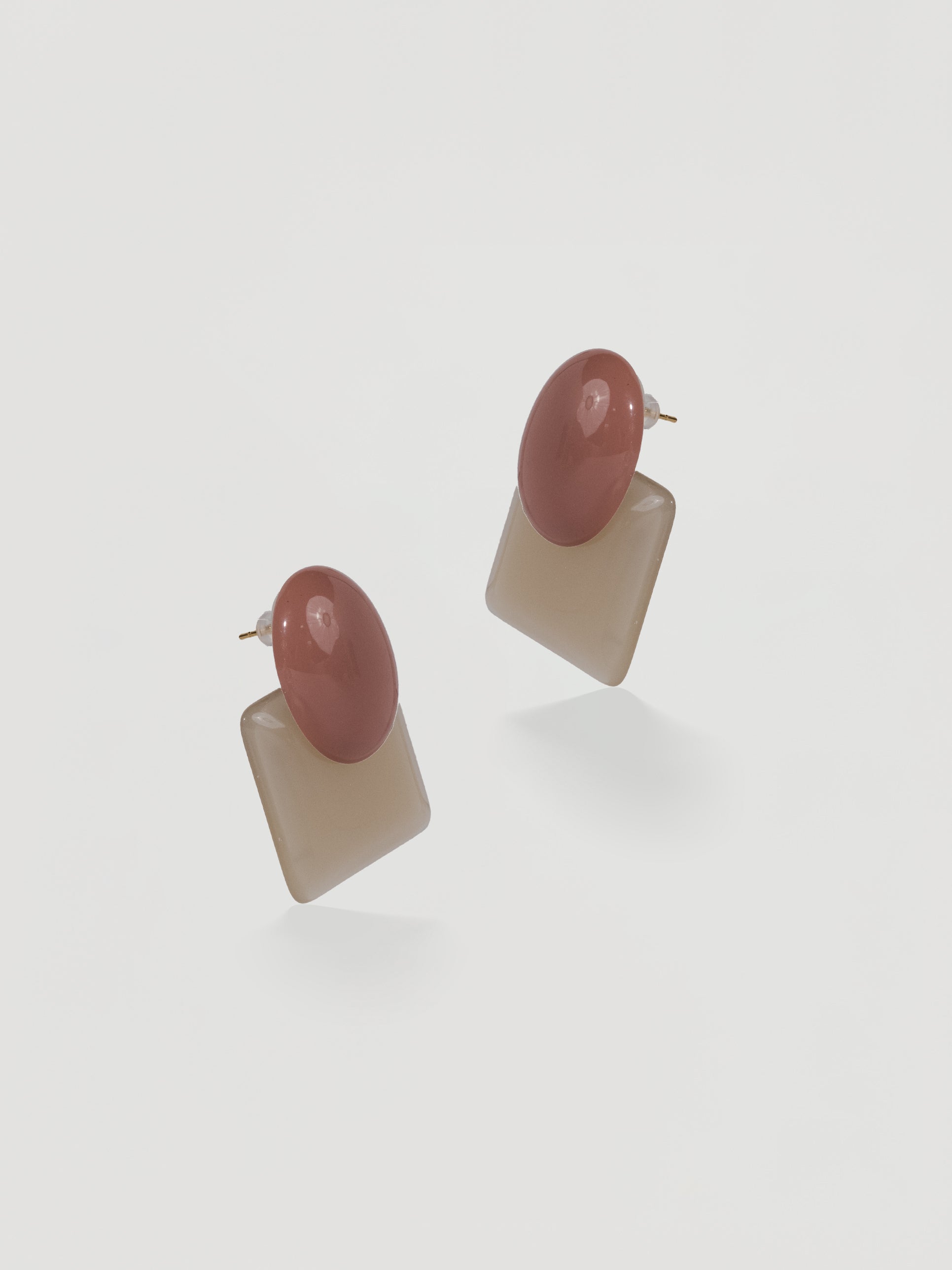 Retro Color-Block Geometric Resin Drop Earrings