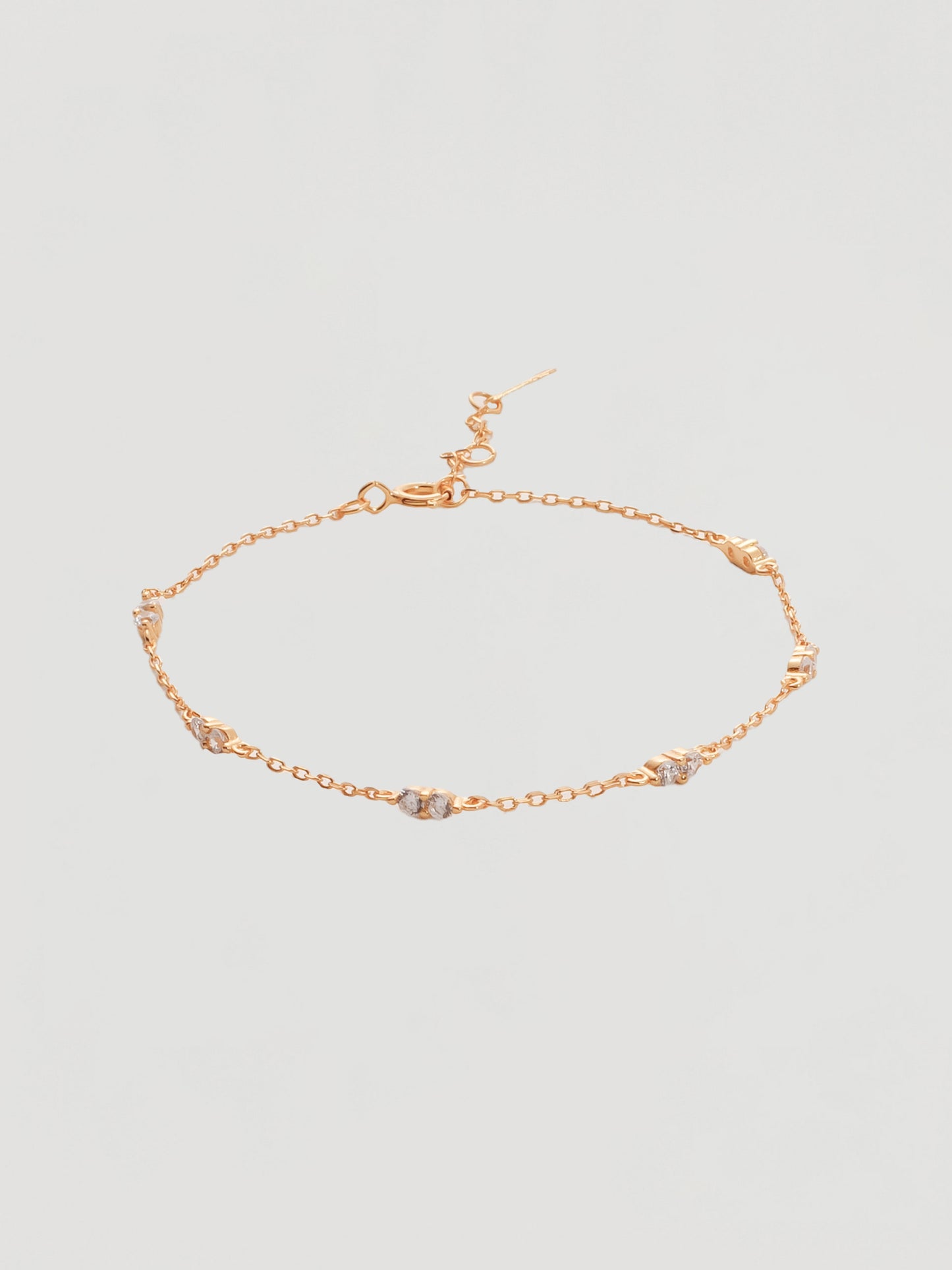 Dainty Gold Crystal Station Chain Bracelet