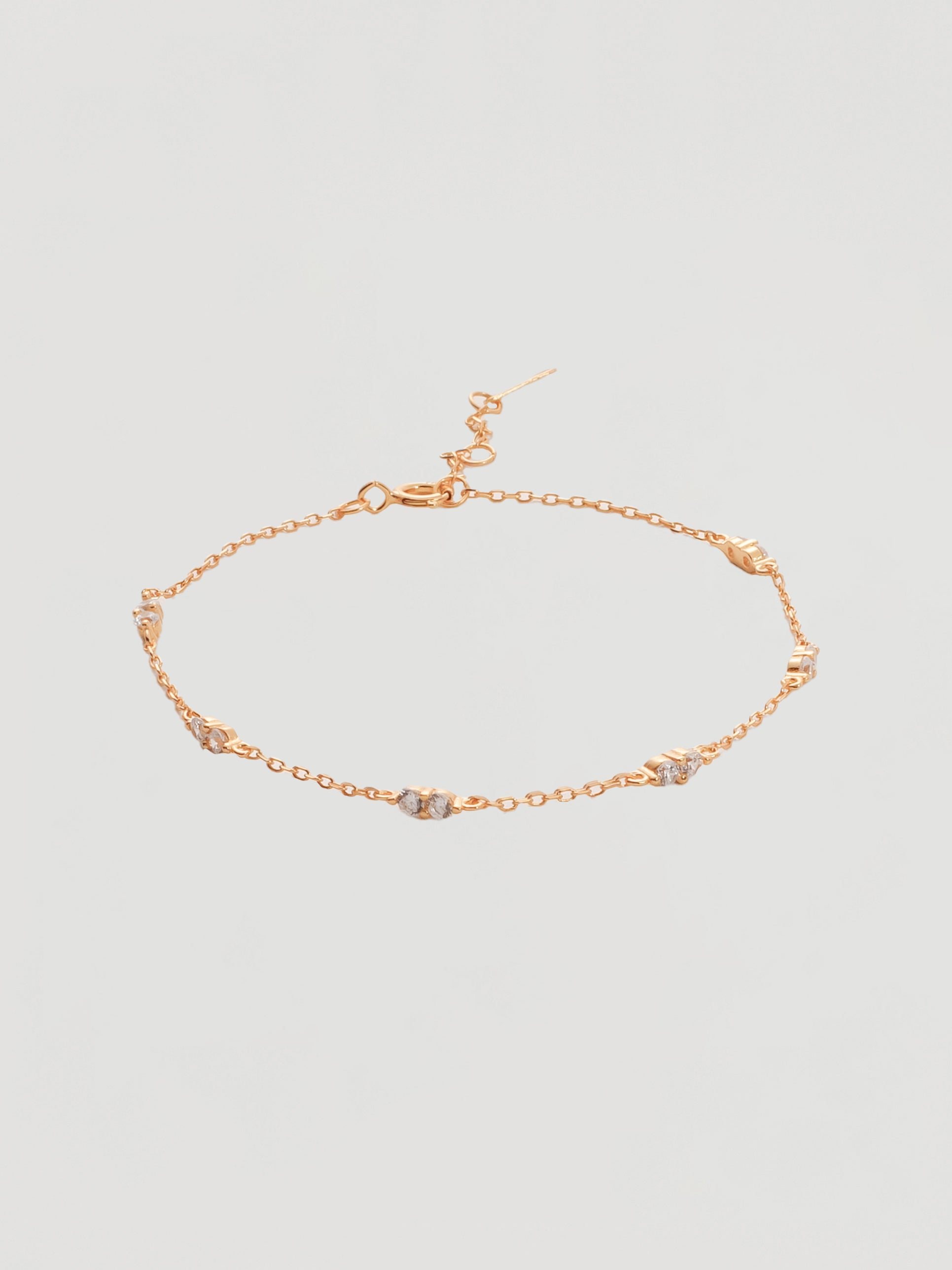 Dainty Gold Crystal Station Chain Bracelet