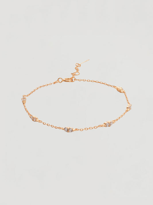 Dainty Gold Crystal Station Chain Bracelet