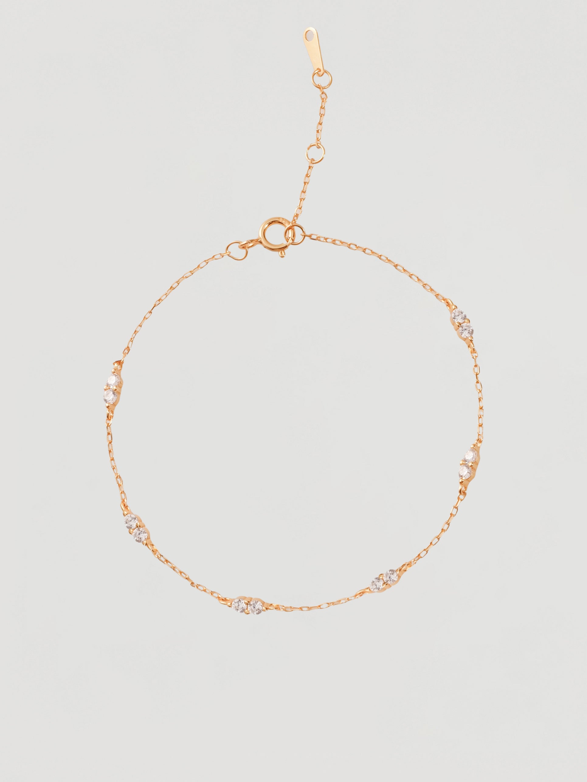 Dainty Gold Crystal Station Chain Bracelet