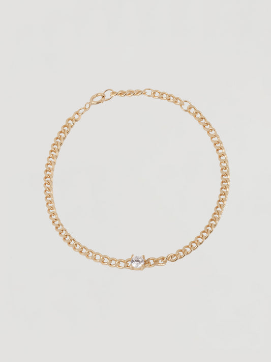Bold Gold Curb Chain Crystal Bracelet