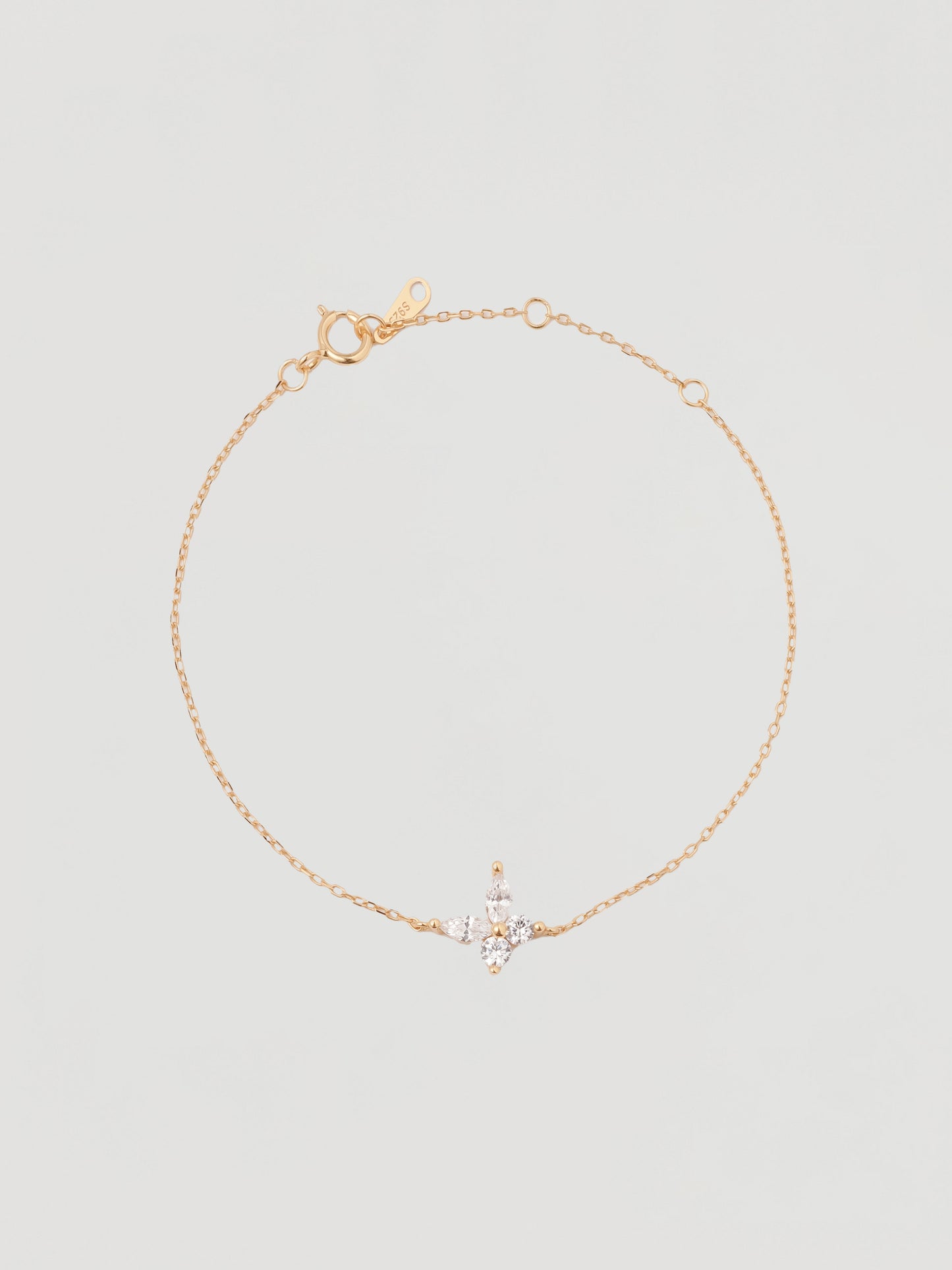 Dainty Gold Crystal Blossom Chain Bracelet
