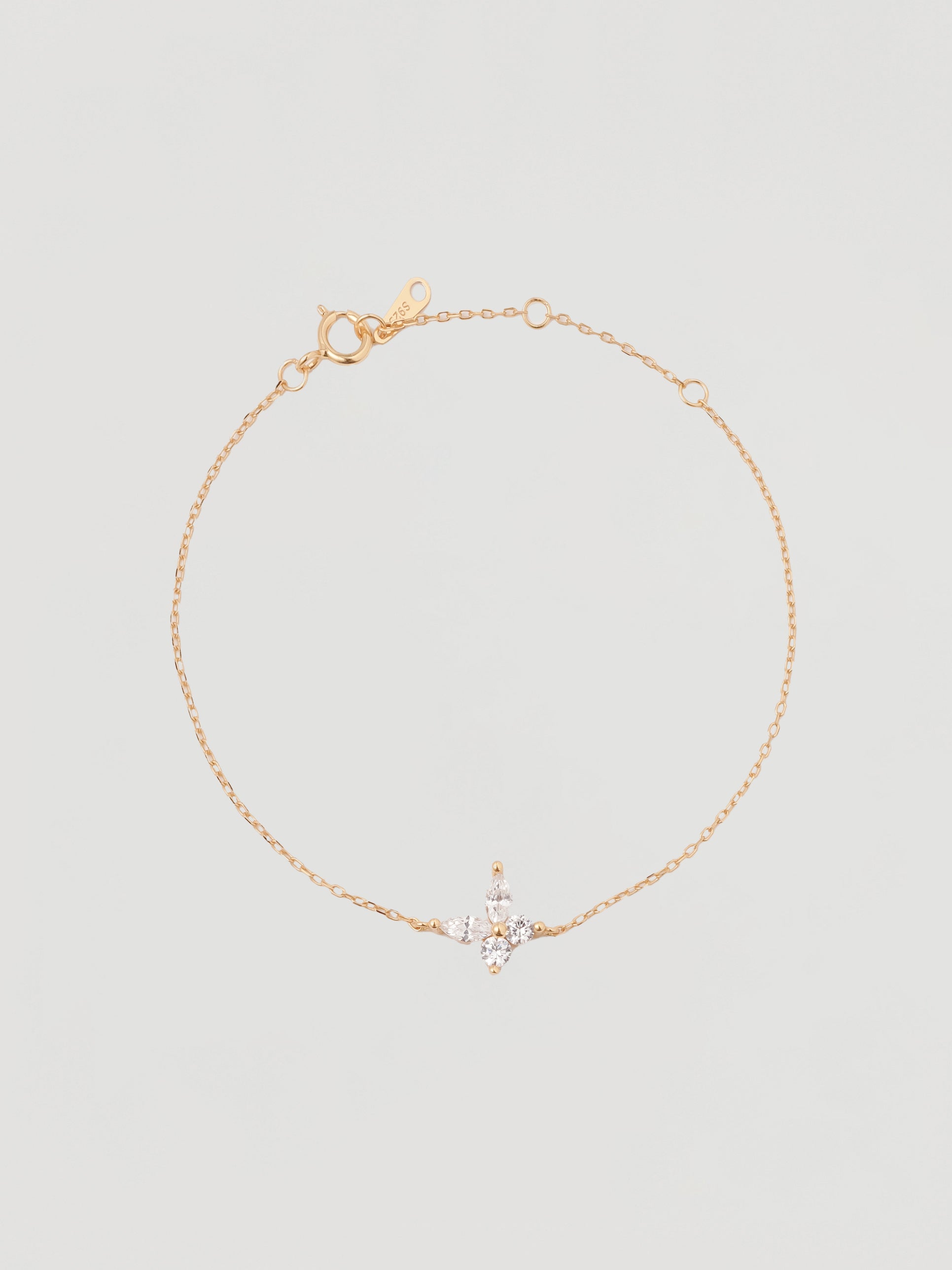 Dainty Gold Crystal Blossom Chain Bracelet