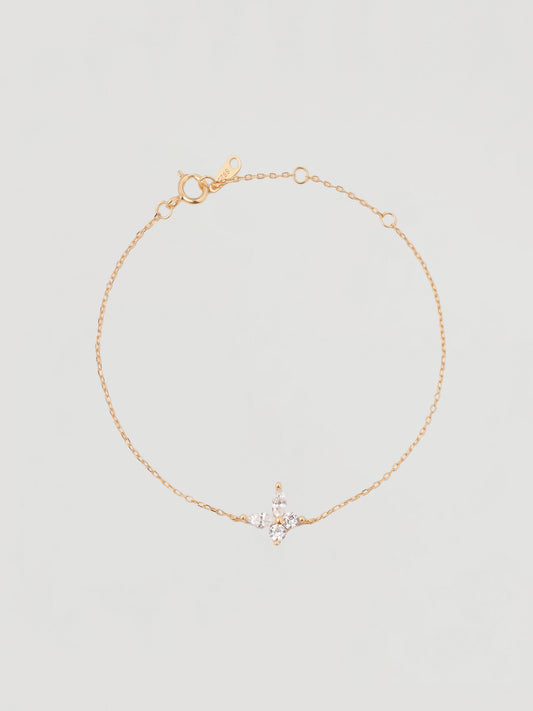 Dainty Gold Crystal Blossom Chain Bracelet