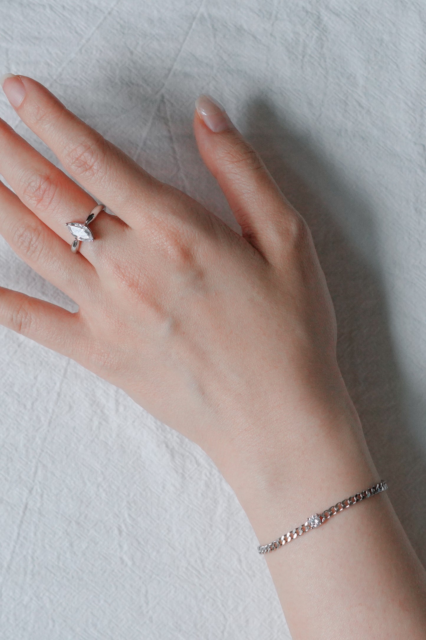 Bold Silver Curb Chain Crystal Bracelet