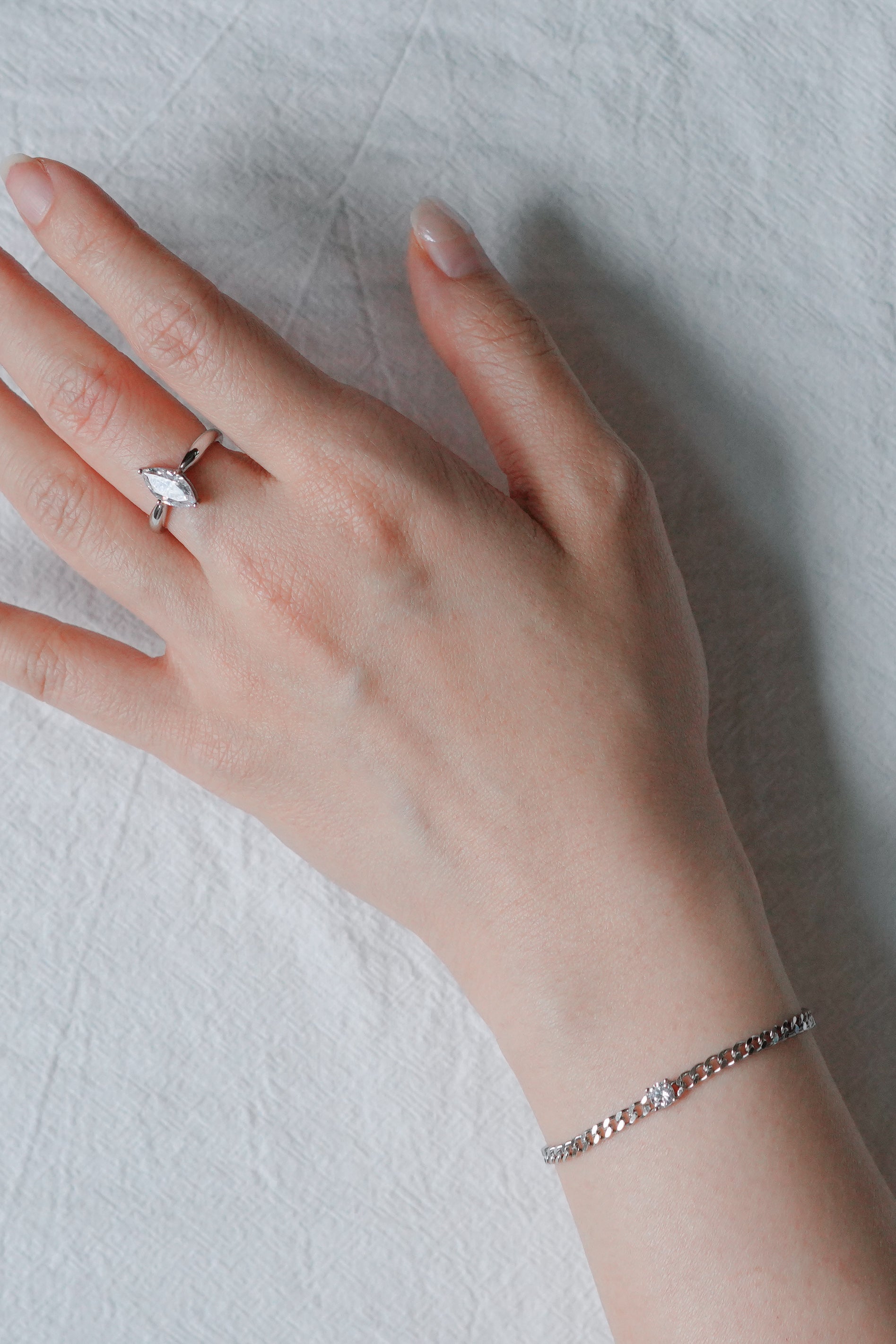Bold Silver Curb Chain Crystal Bracelet
