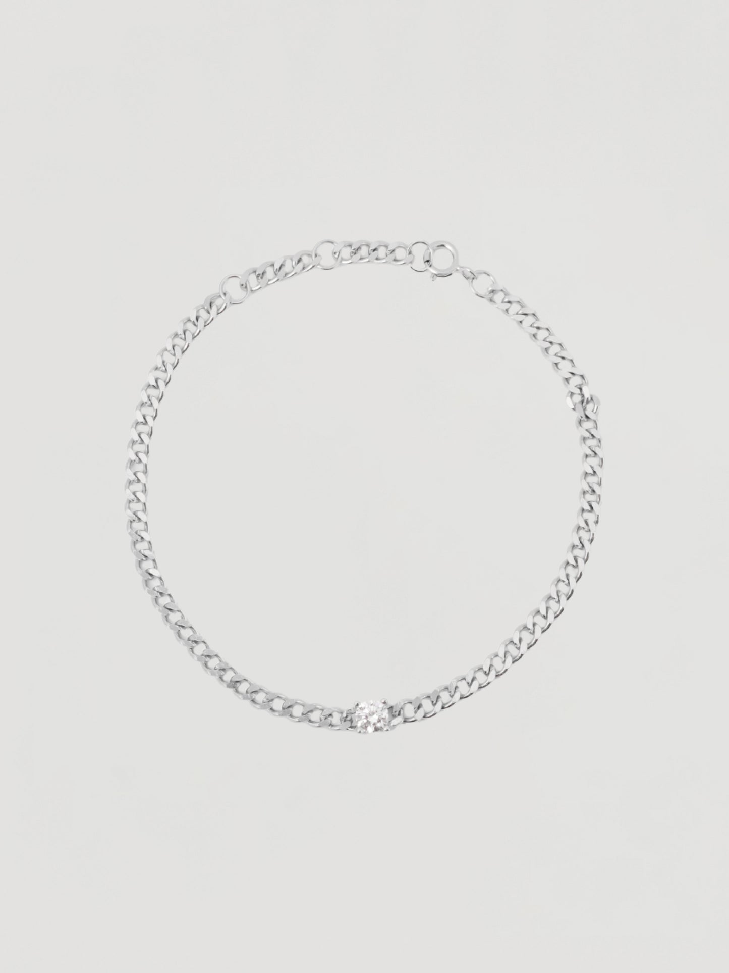 Bold Silver Curb Chain Crystal Bracelet