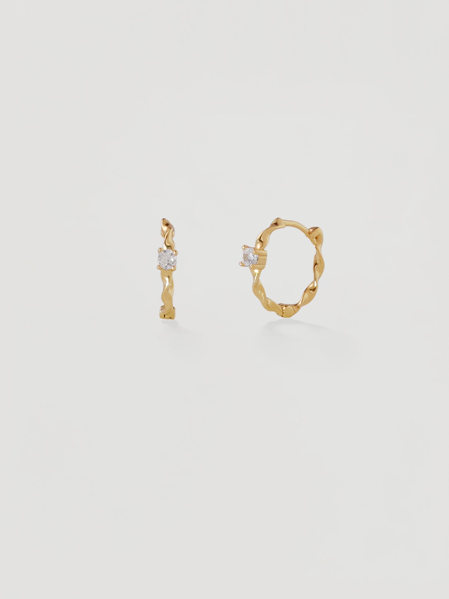 Gold Twisted Crystal Huggie Hoops