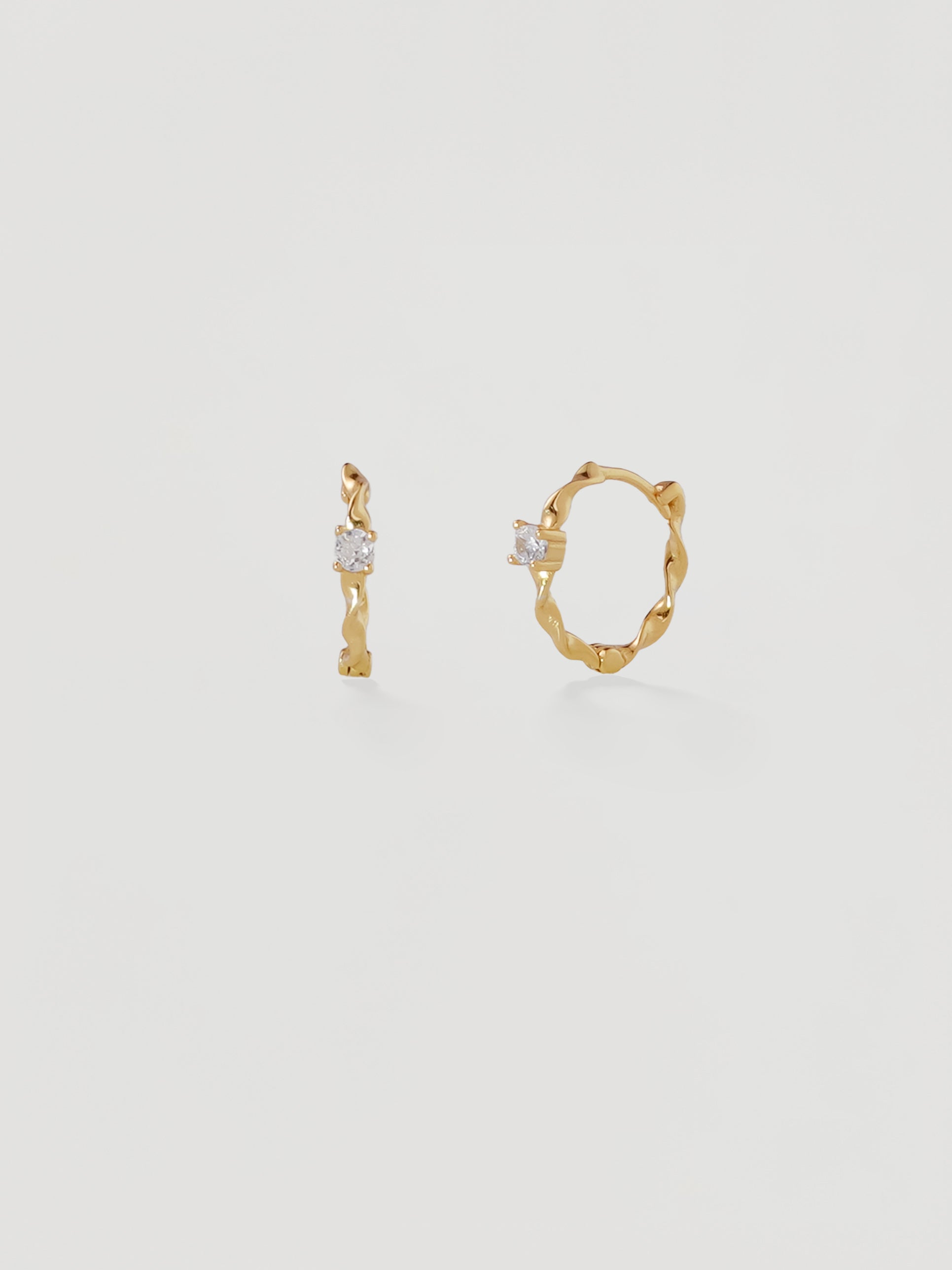 Gold Twisted Crystal Huggie Hoops