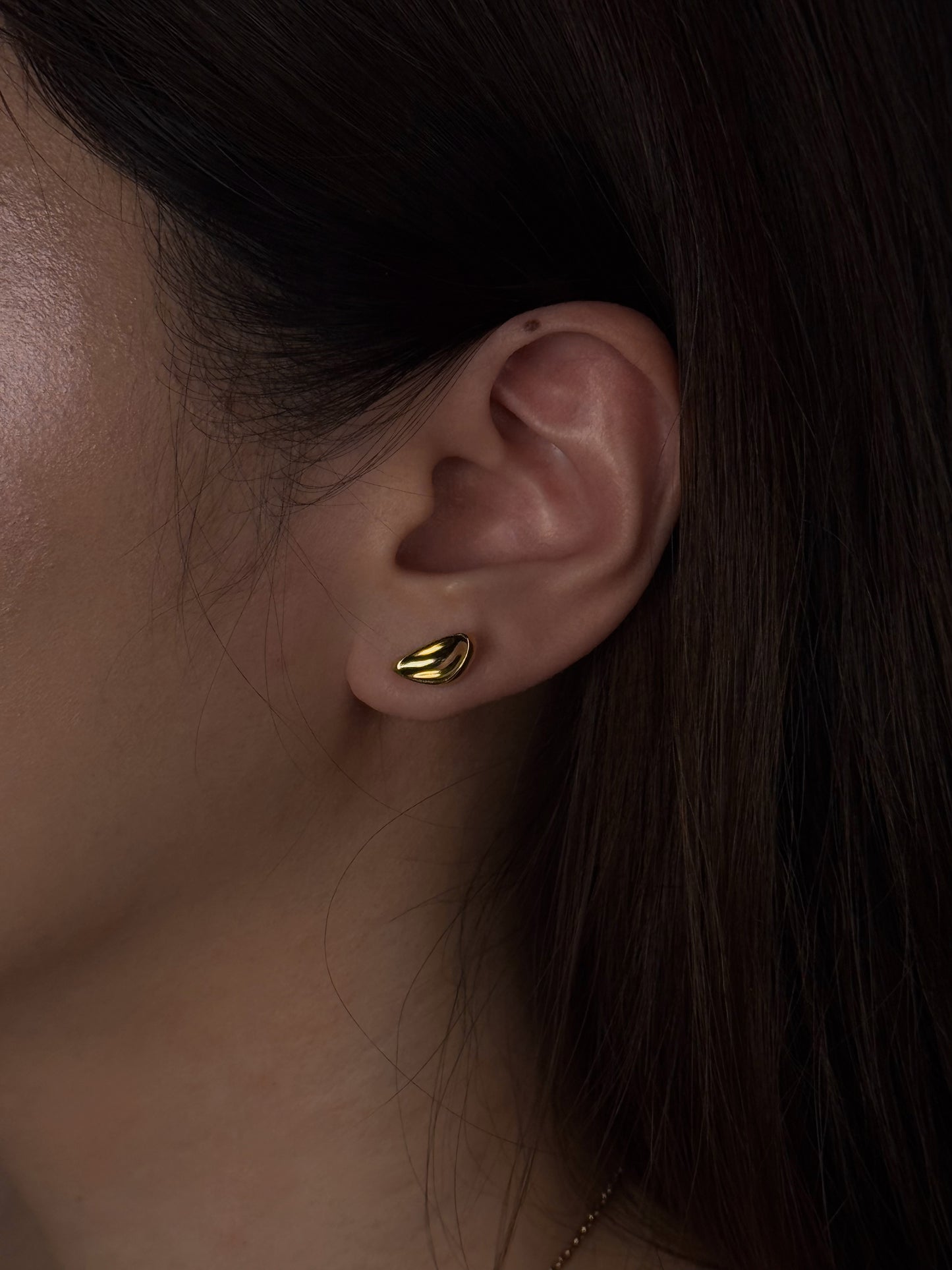 Sculptural Gold Curved Dome Stud Earrings
