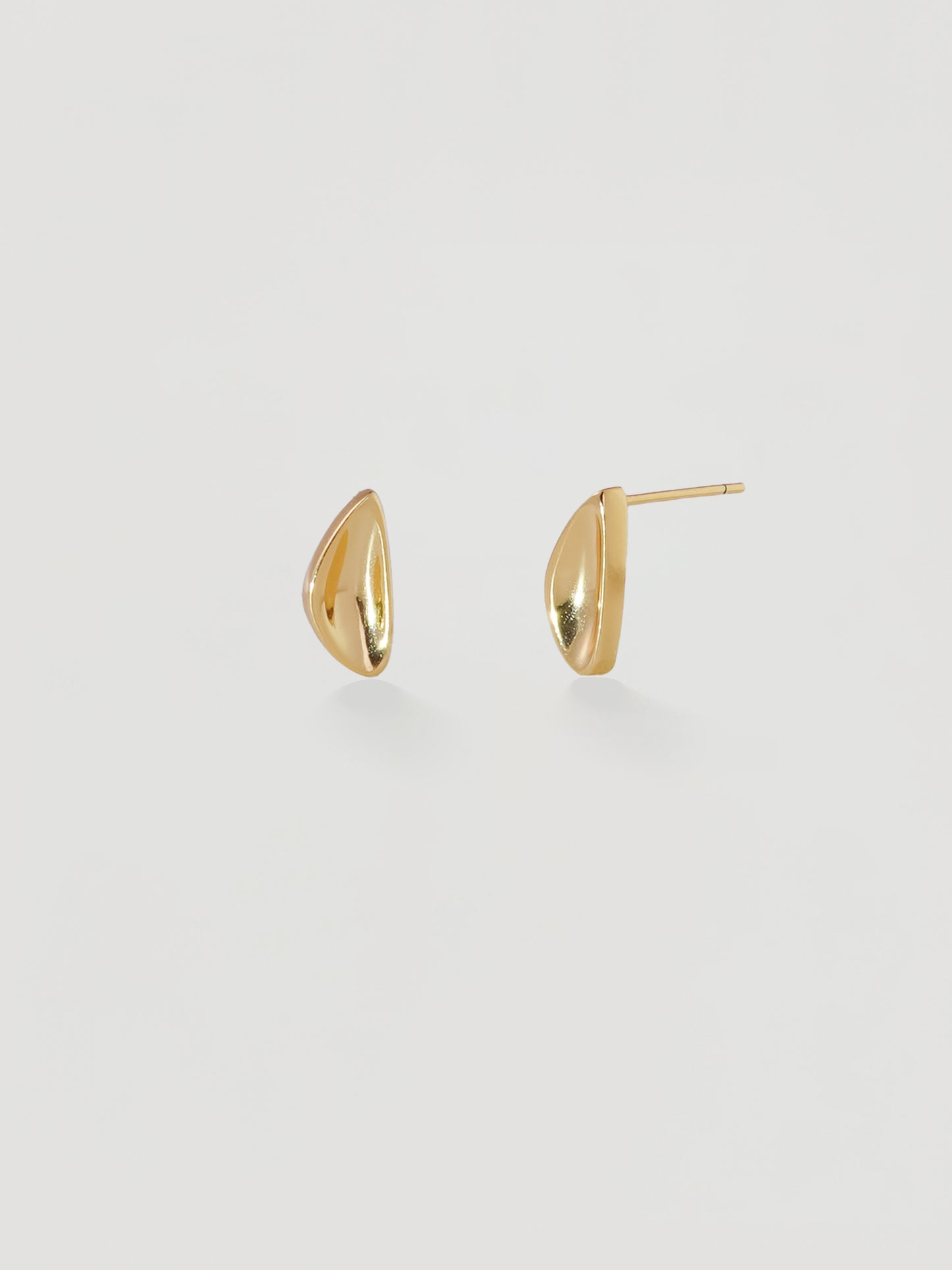Sculptural Gold Curved Dome Stud Earrings