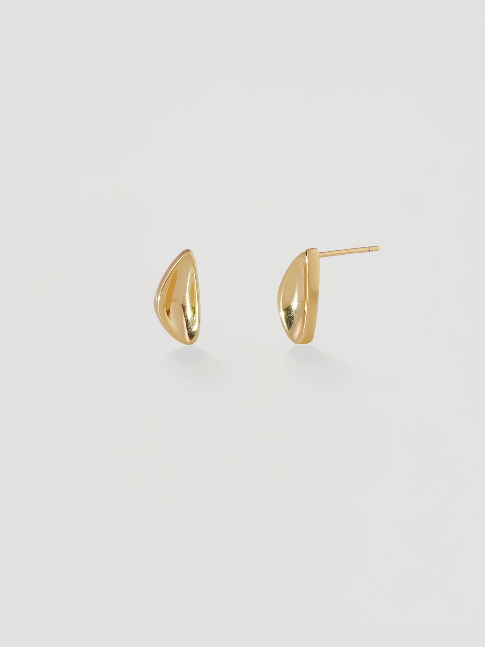 Sculptural Gold Curved Dome Stud Earrings