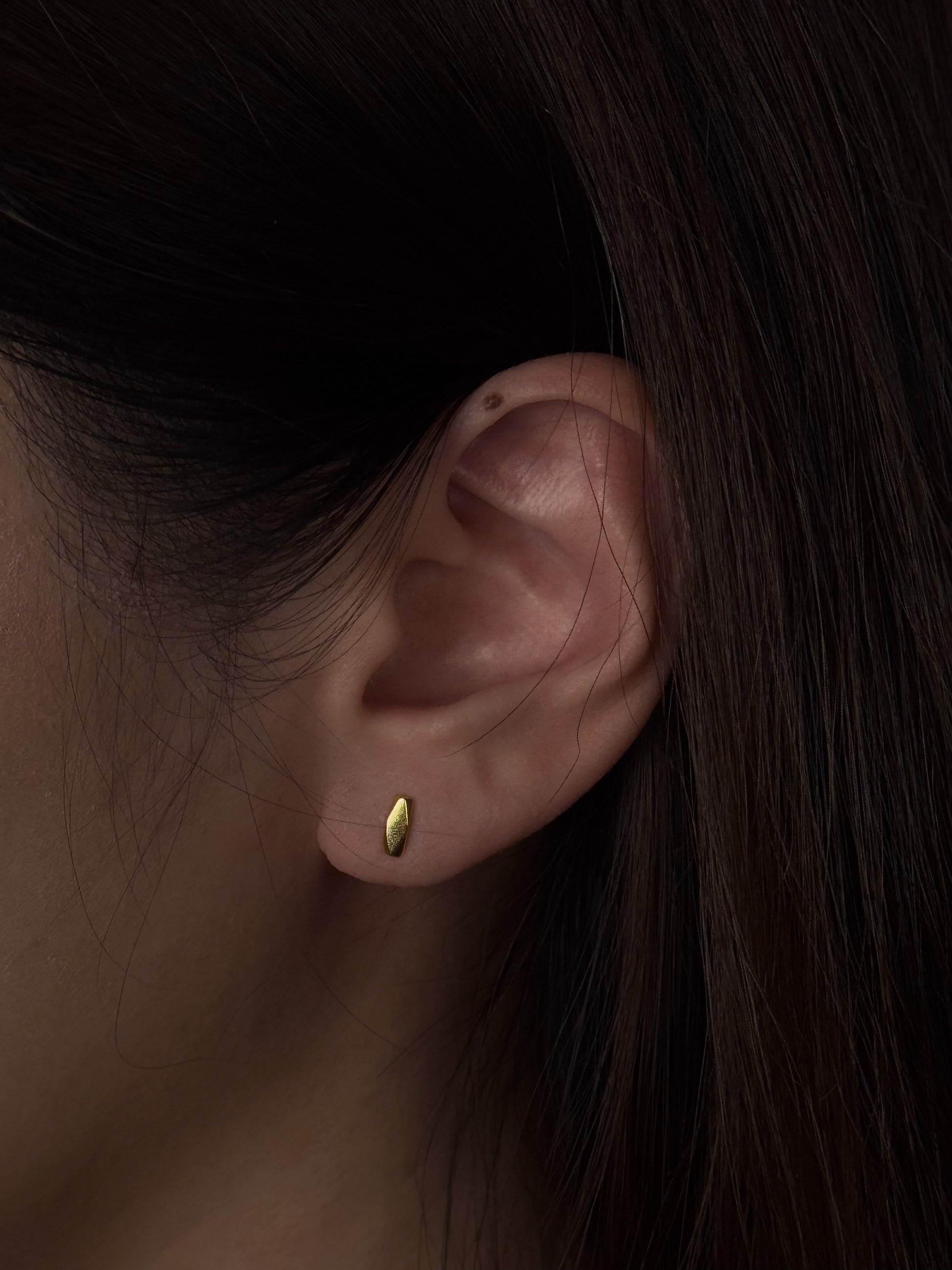 Minimalist Brushed Gold Geometric Stud Earrings