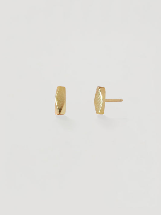 Minimalist Brushed Gold Geometric Stud Earrings
