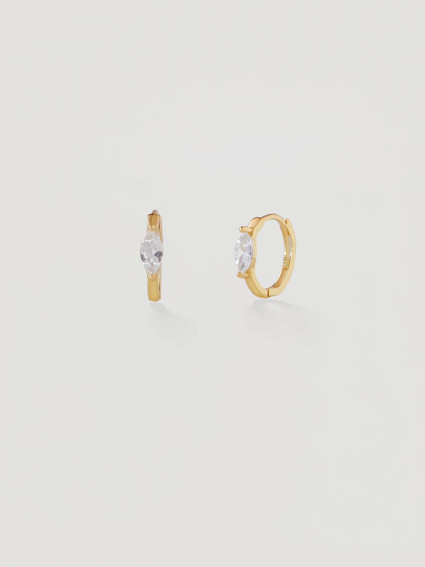 Gold Marquise Crystal Huggie Hoops