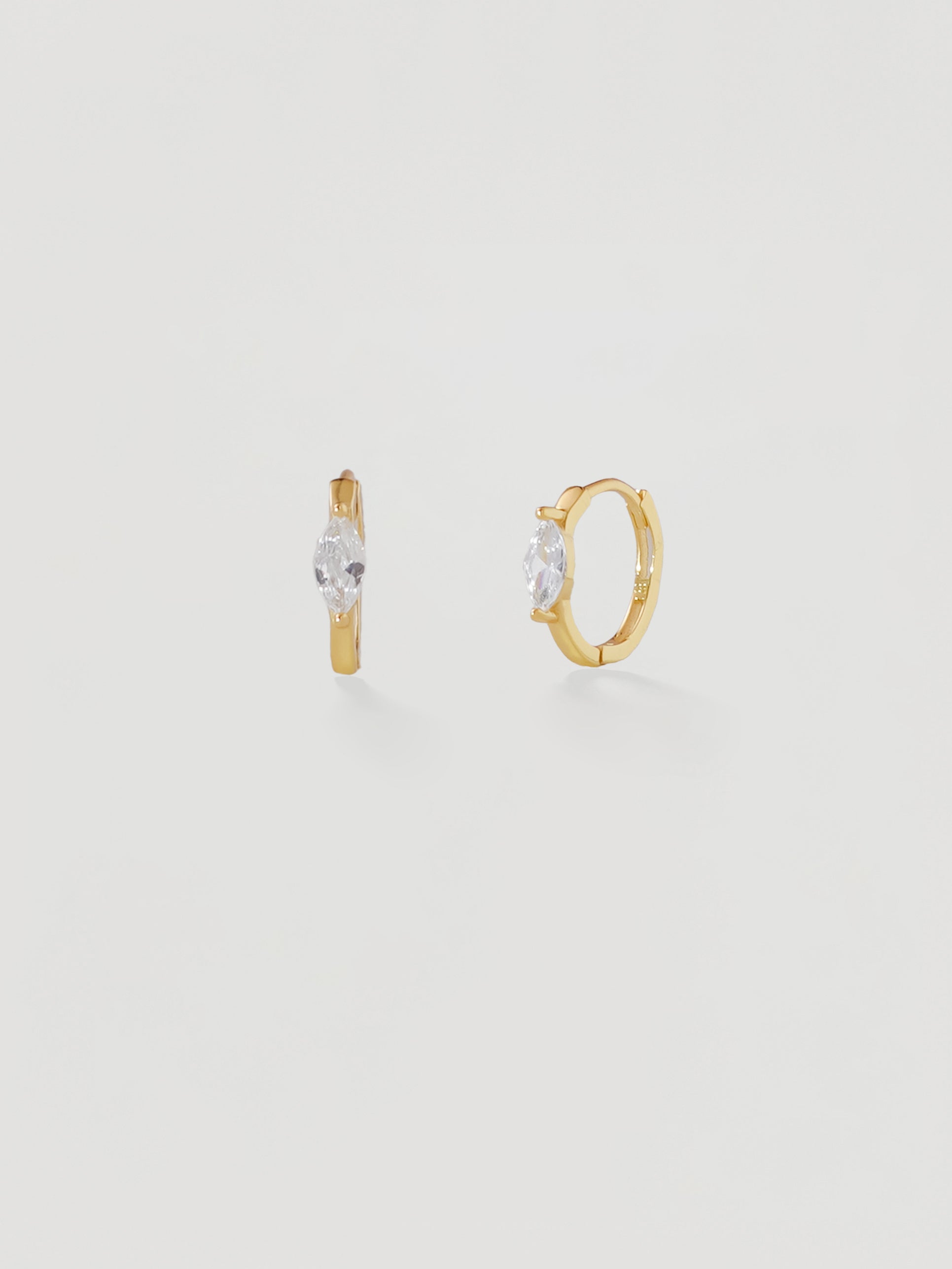 Gold Marquise Crystal Huggie Hoops