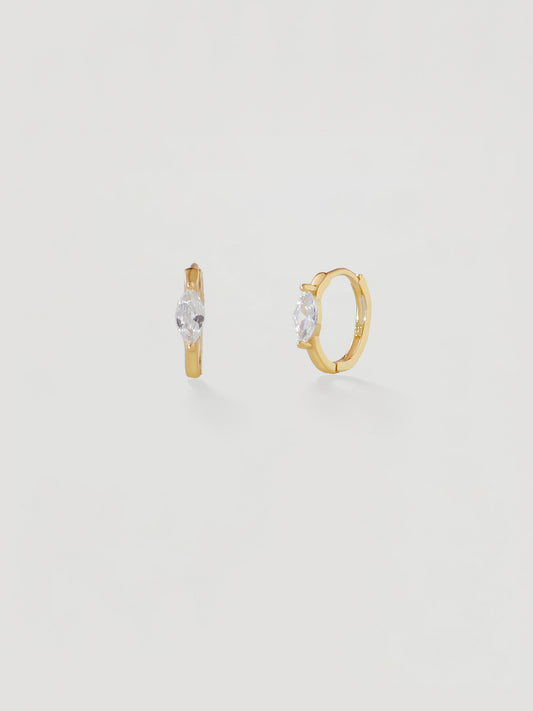 Gold Marquise Crystal Huggie Hoops