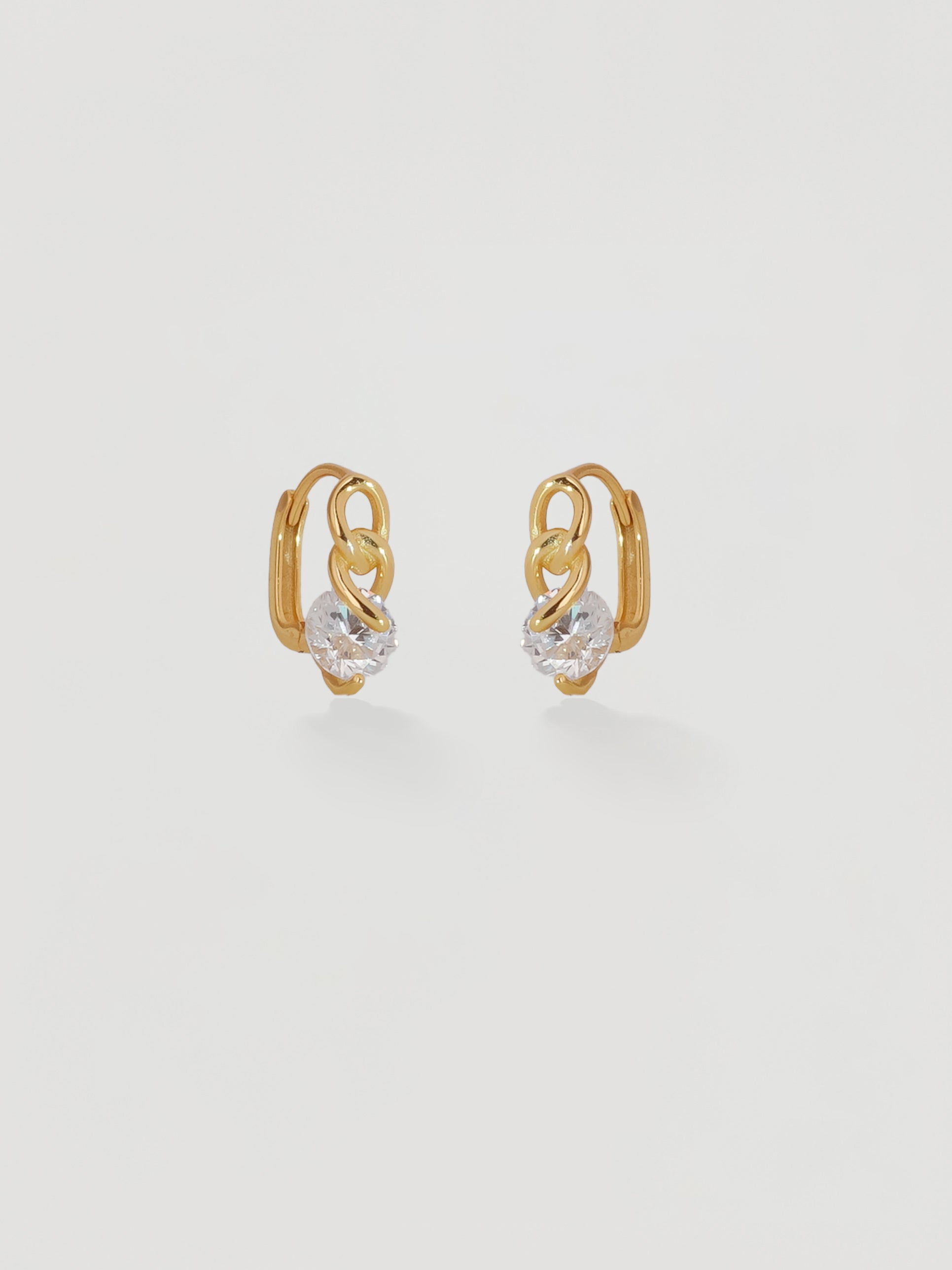 Gold Crystal Drop Chain Huggie Hoops